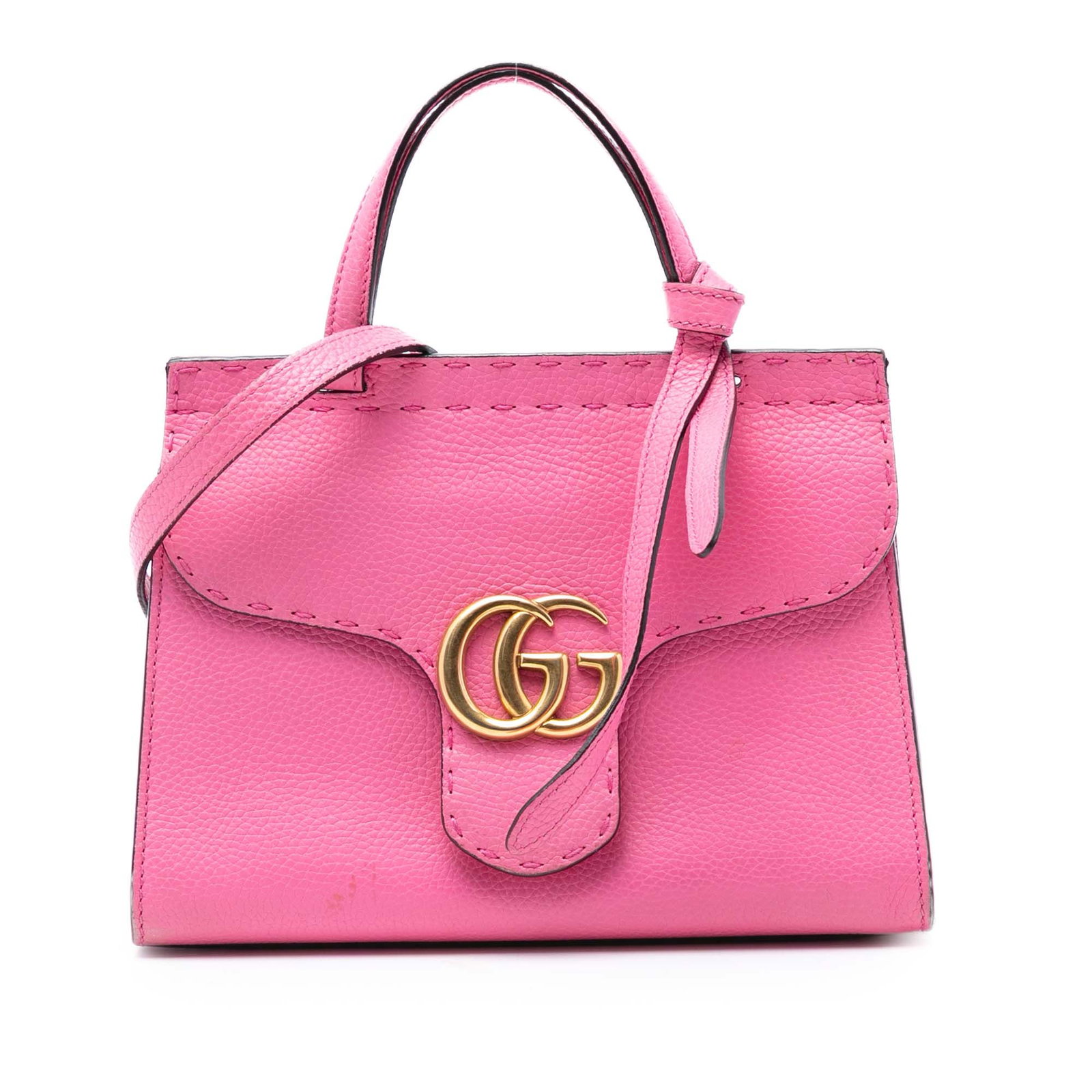 Gucci GG Marmont pink leather top handle satchel (1 of 10)