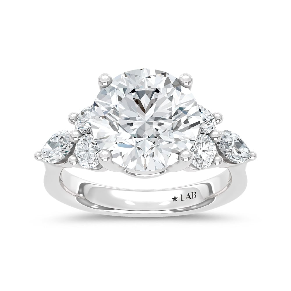 14K White Gold Lab Grown Diamond 5 Ct.Tw. Round Shape Engagement Ring: 14K White Gold Lab Grown Diamond 5 Ct.Tw. Round Shape Engagement Ring 14k White Gold Stone Color: D-f Stone Clarity: Vs Each ring is presented in standard size 6.5. Complimentary resizing is available