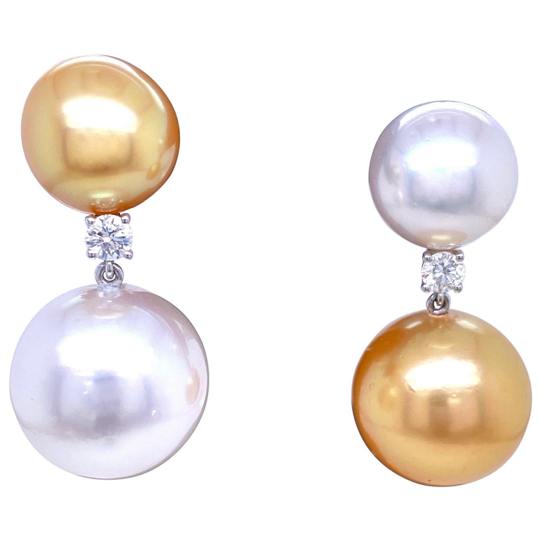 Harbor Diamonds 18K White Gold Pearl Diamond Drop Earrings 0.25 Carat (1 of 12)