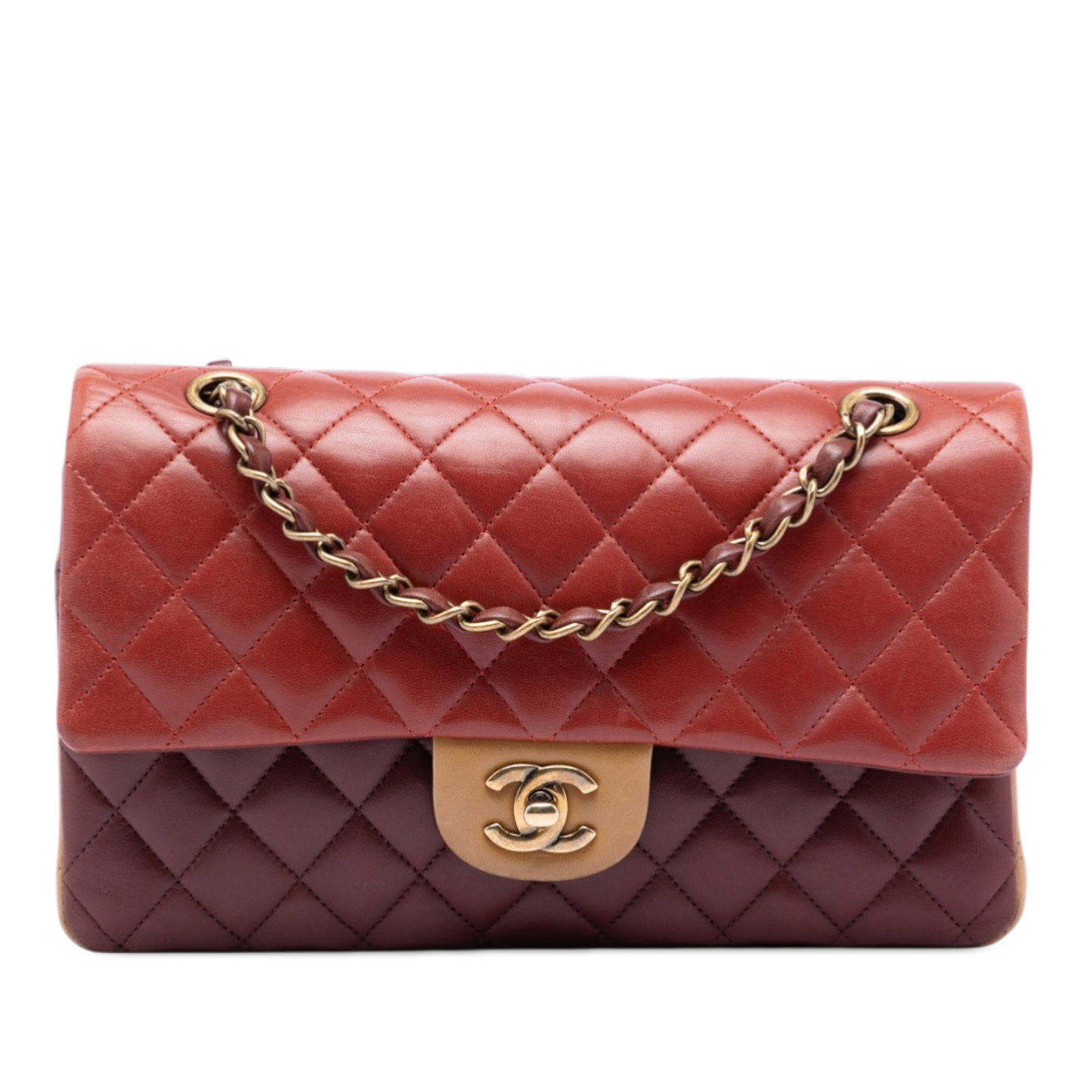 Chanel red lambskin medium classic double flap shoulder bag (1 of 7)