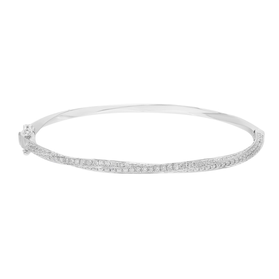 Rachel Koen 18K White Gold Pave Set Diamond Bangle Bracelet 2.09ct (1 of 7)