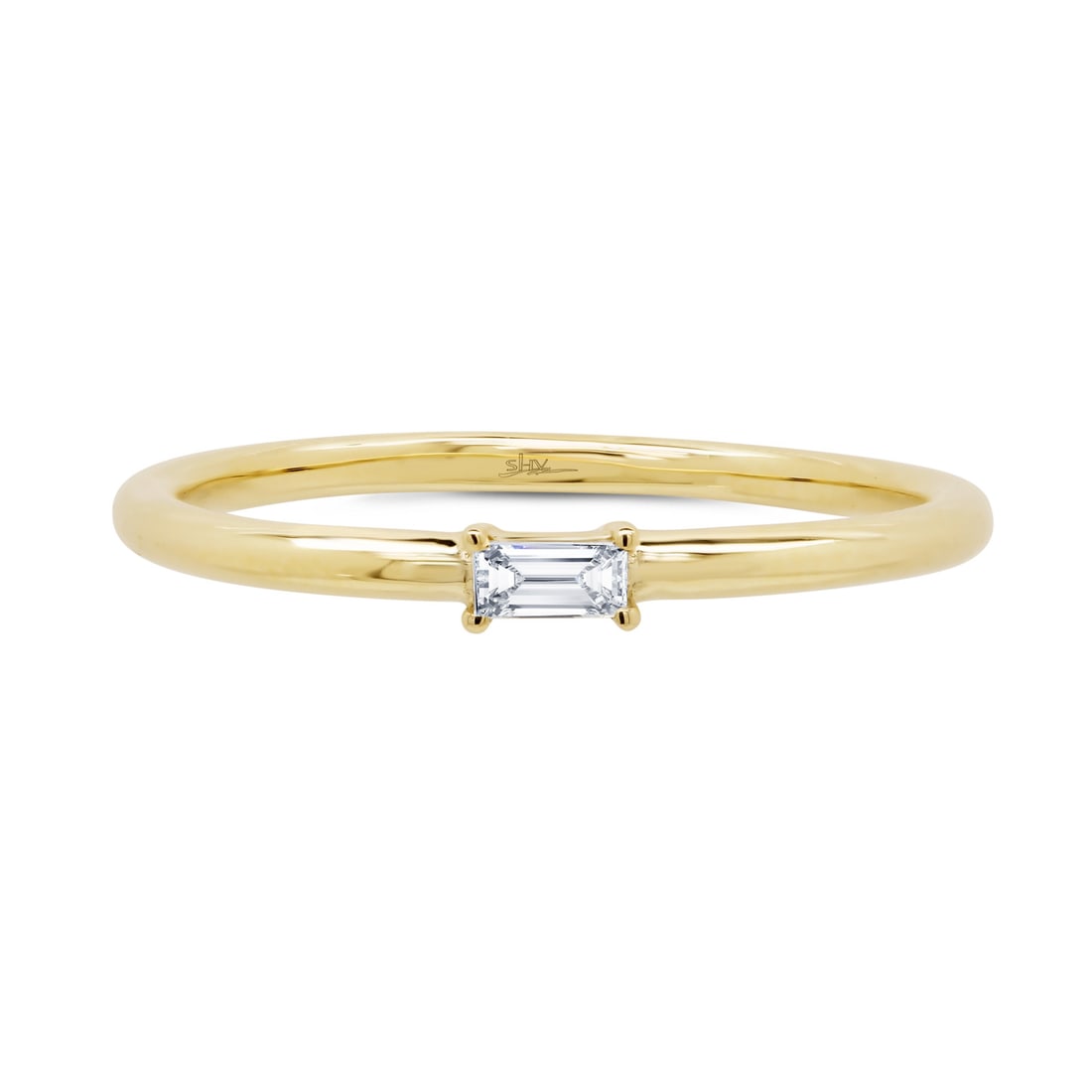 Rachel Koen 14K Yellow Gold Baguette Cut Diamond Ring 0.07cttw Size 7 (1 of 6)