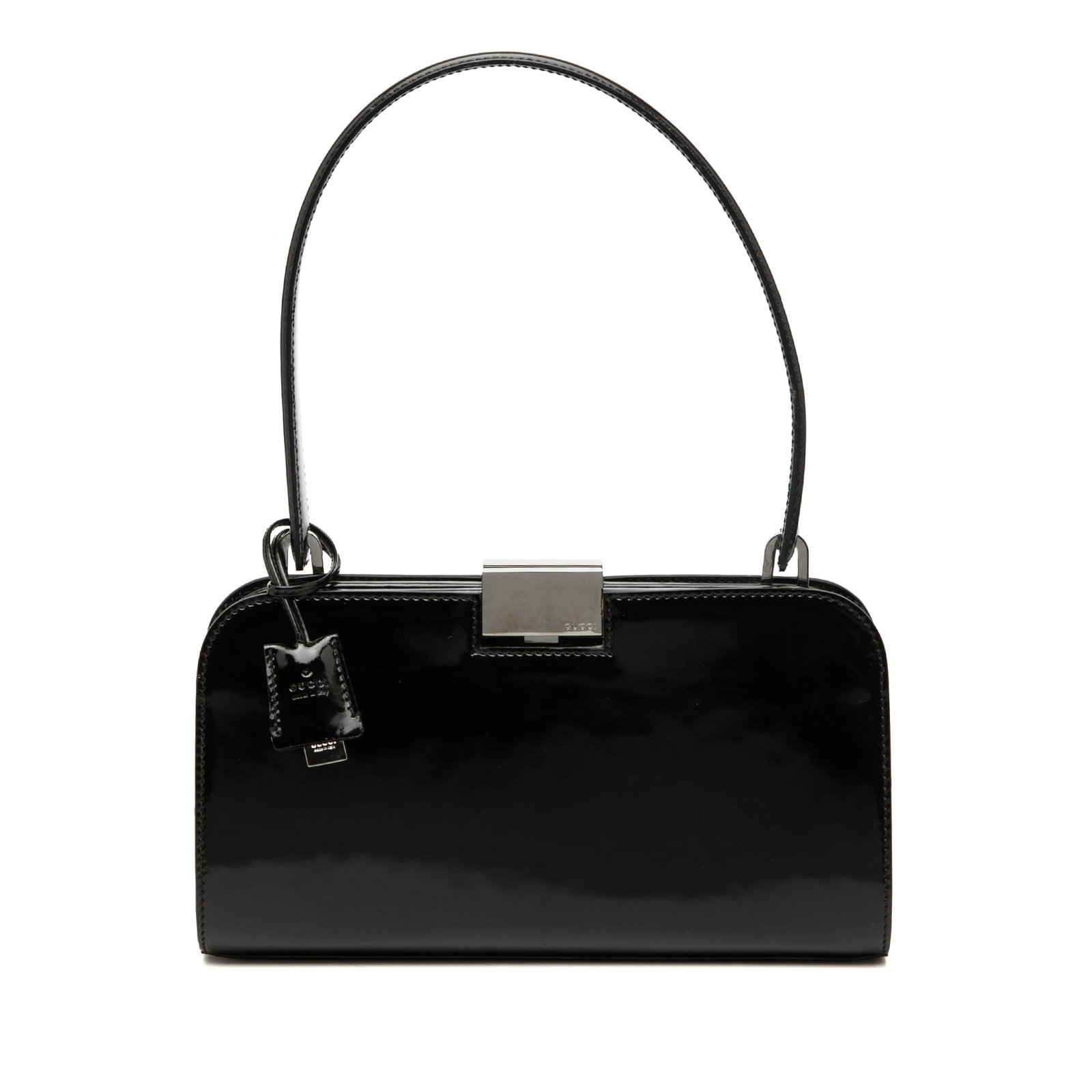 Gucci black patent leather frame clasp handbag (1 of 8)