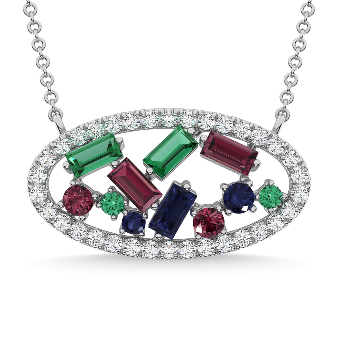 14K White Gold Diamond 7/8 Ct.Tw. Gemstone Pendant (1 of 3)