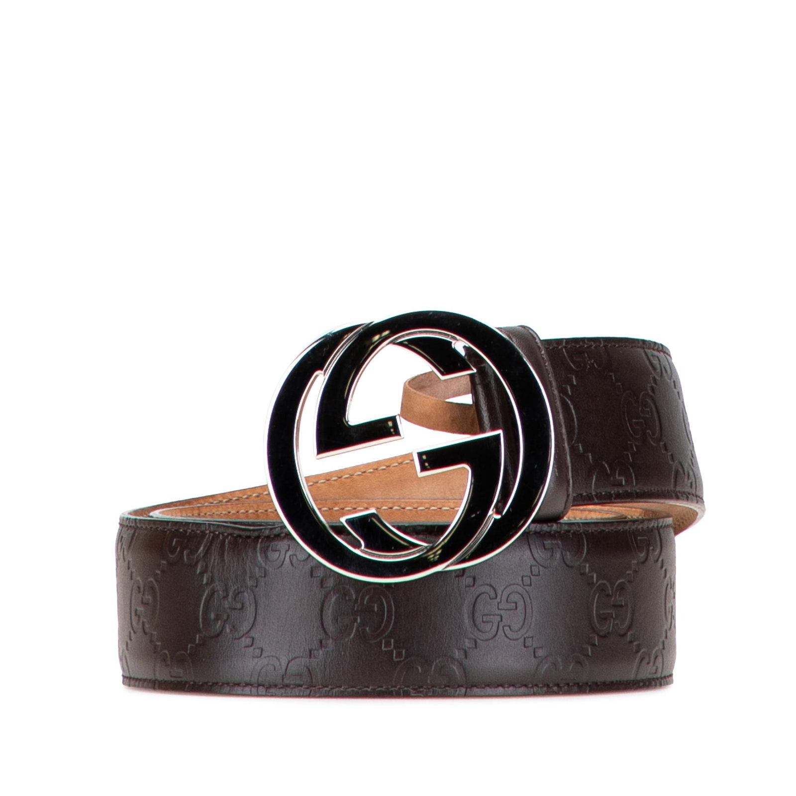 Gucci Guccissima Brown Leather Belt Interlocking G (1 of 7)