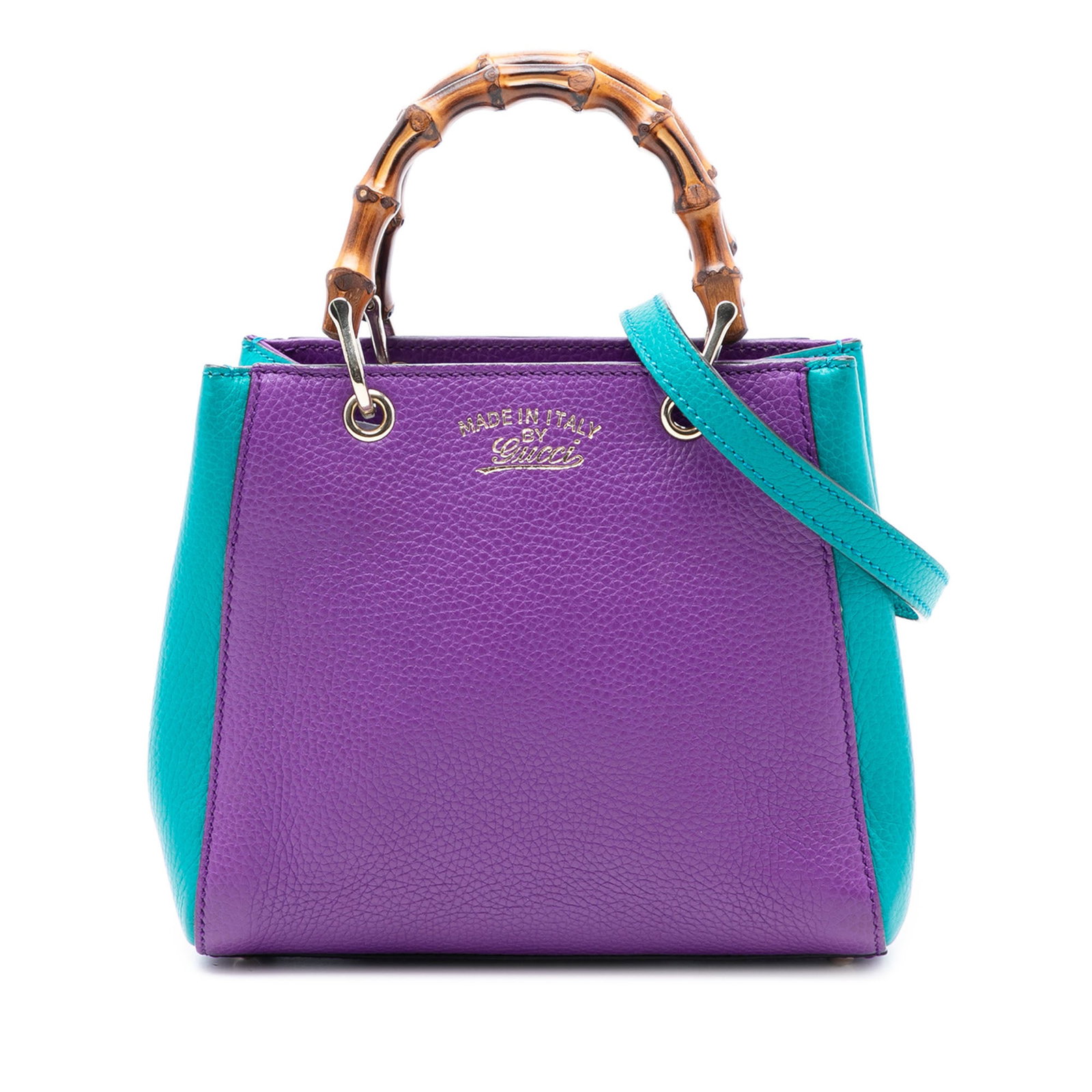 Gucci Mini Bamboo Shopper Purple Bicolor Leather Satchel (1 of 7)