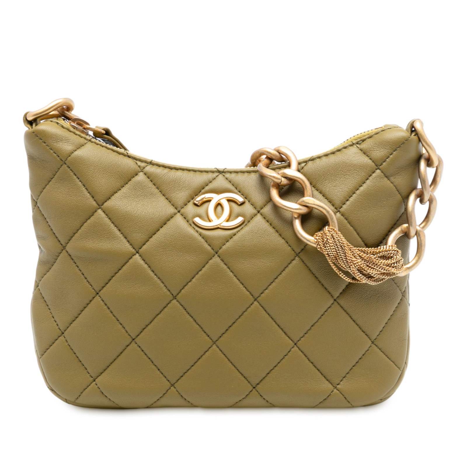 Chanel Paris Dakar Green Quilted Lambskin Leather Hobo Shoulder Bag (1 of 7)