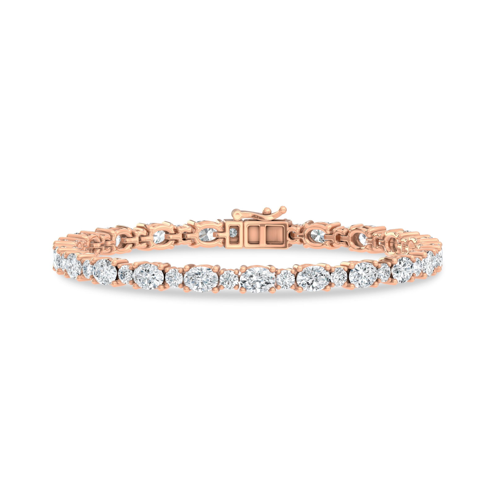14K Rose Gold Lab Grown Diamond 8 1/2 Ct.Tw. Oavl and Round Fancy Bracelet: 14K Rose Gold Lab Grown Diamond 8 1/2 Ct.Tw. Oavl and Round Fancy Bracelet Crafted in sleek 14K Rose Gold, this oval and round fancy bracelet is adorned with lab grown diamonds totaling 8 1/2 Ct.Tw., 