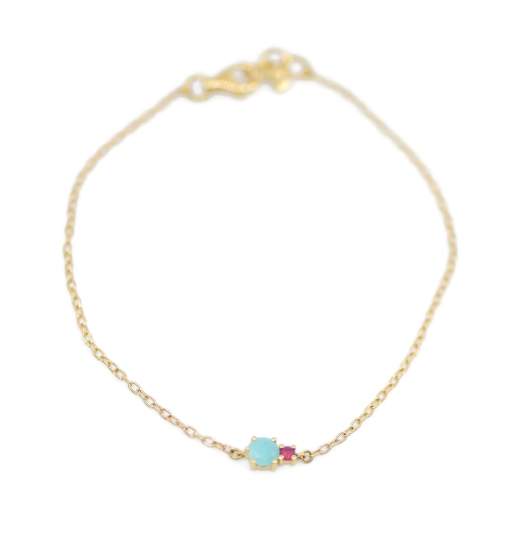 Tous Turquoise 18K Yellow Gold Chain Bracelet with Box (1 of 3)