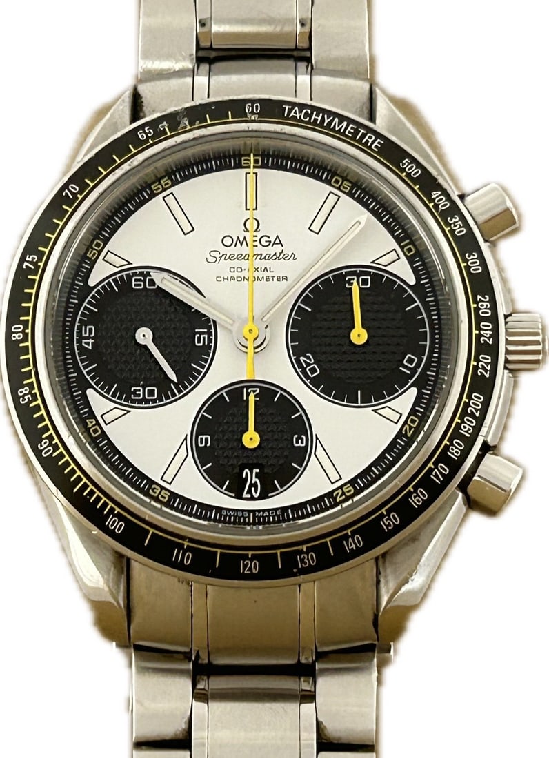 OMEGA Speedmaster Racing 40mm Automatic White Dial: OMEGA Speedmaster Racing 40mm Automatic White Dial This OMEGA Speedmaster Racing 326.30.40.50.04.001 is a men's wristwatch featuring a stainless steel case and bracelet with a white dial. The automati