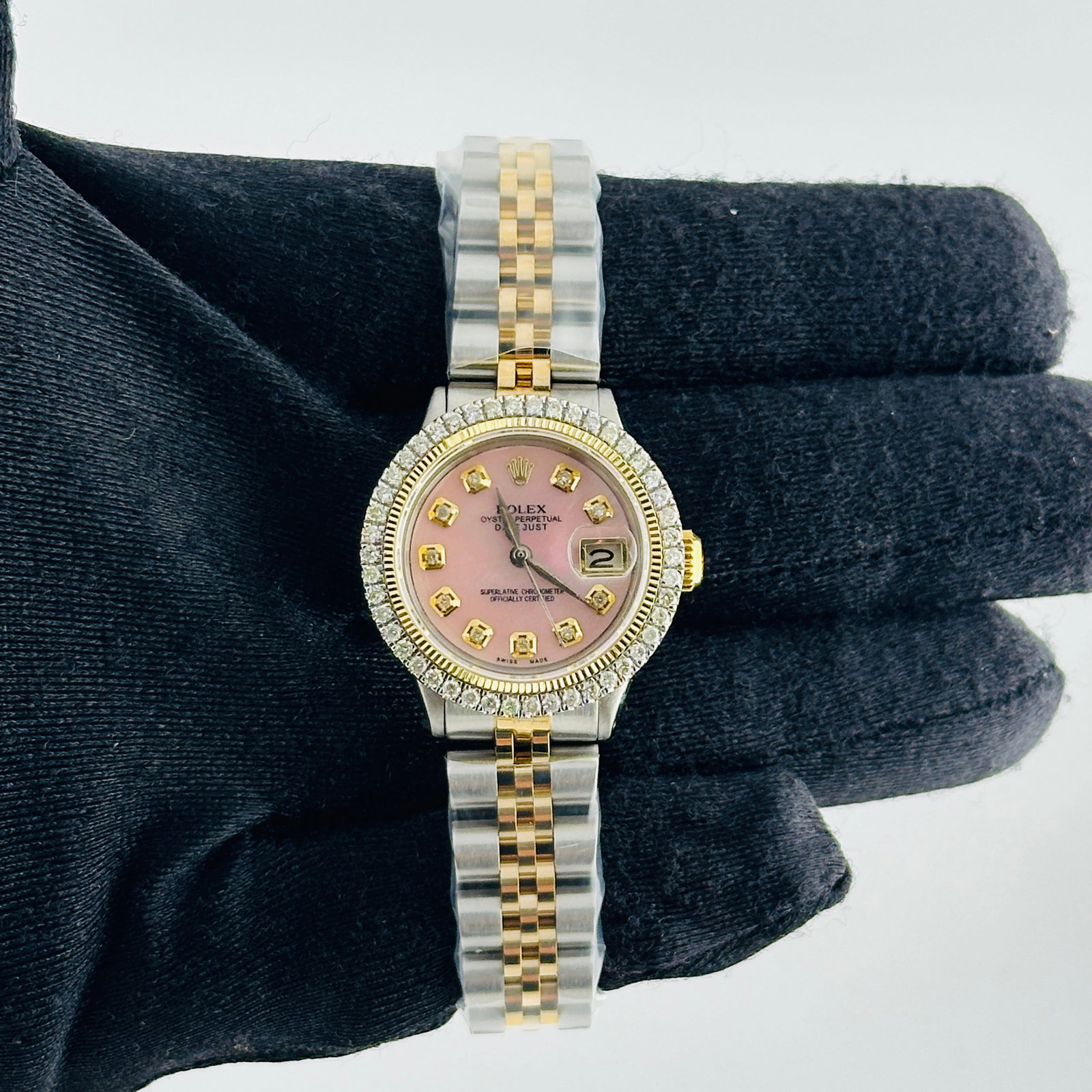 Ladies Rolex Datejust Pink MOP Diamond Marker Dial Jubilee Bracelet Ref 6516 (1 of 4)
