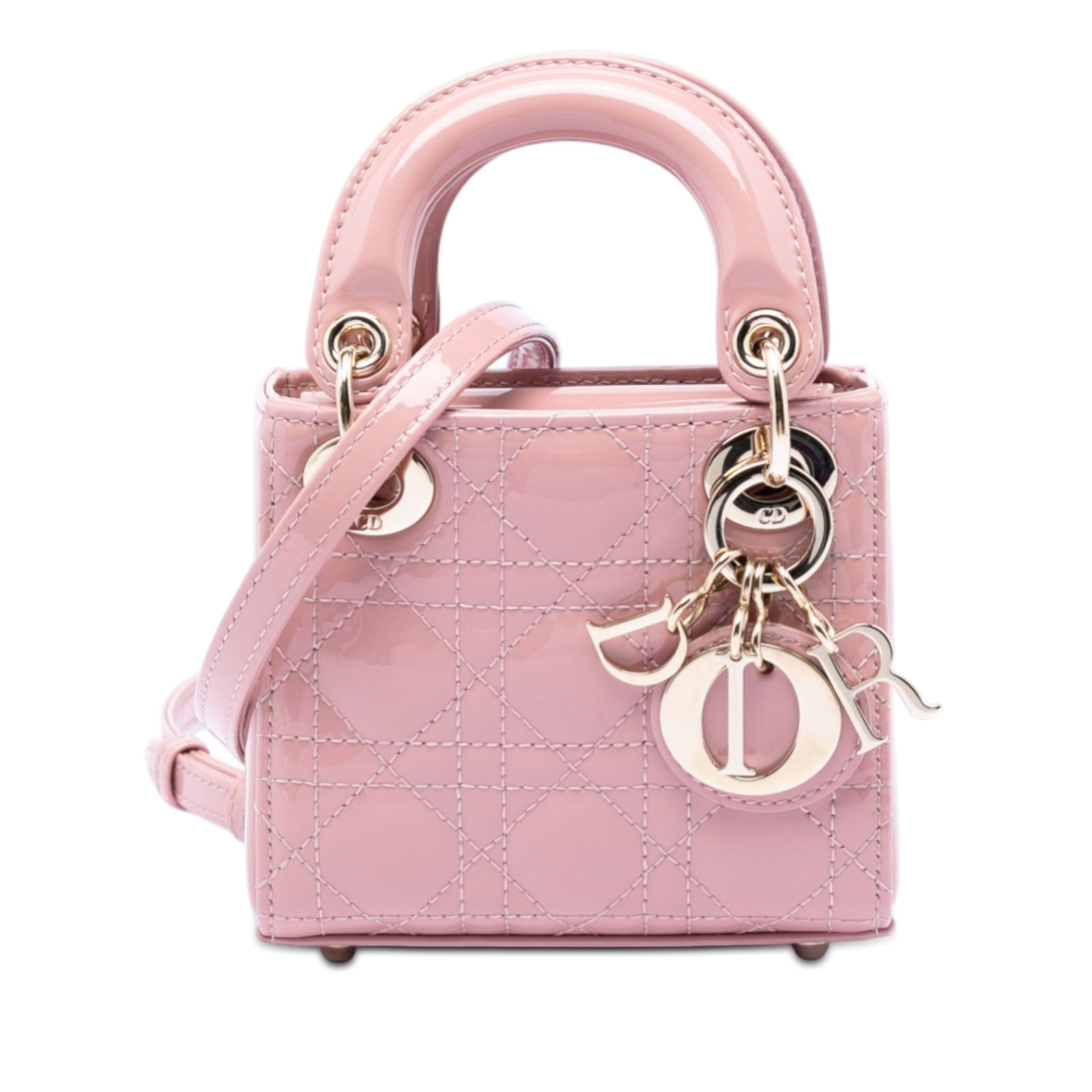 Dior Micro Cannage Patent Lady Bag Pink Leather (1 of 7)