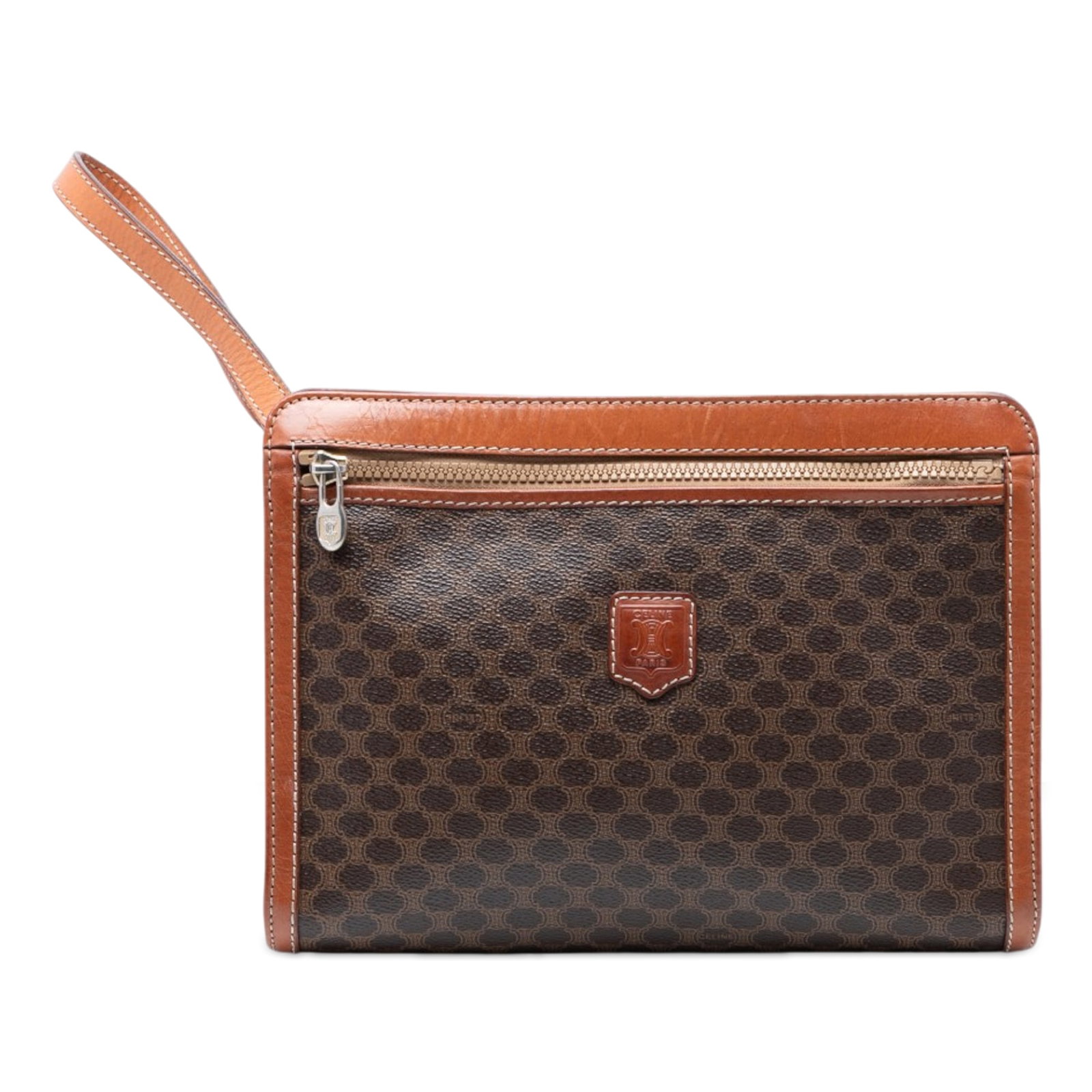 Celine Macadam coated canvas brown wristlet clutch (1 of 7)