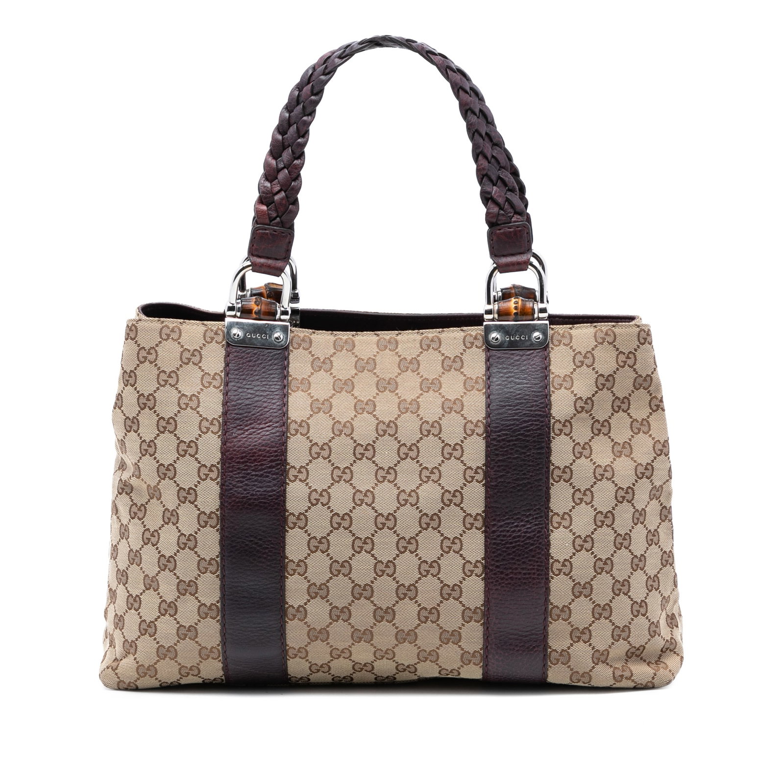 Gucci Bamboo Libeccio Beige Canvas Tote Bag (1 of 7)