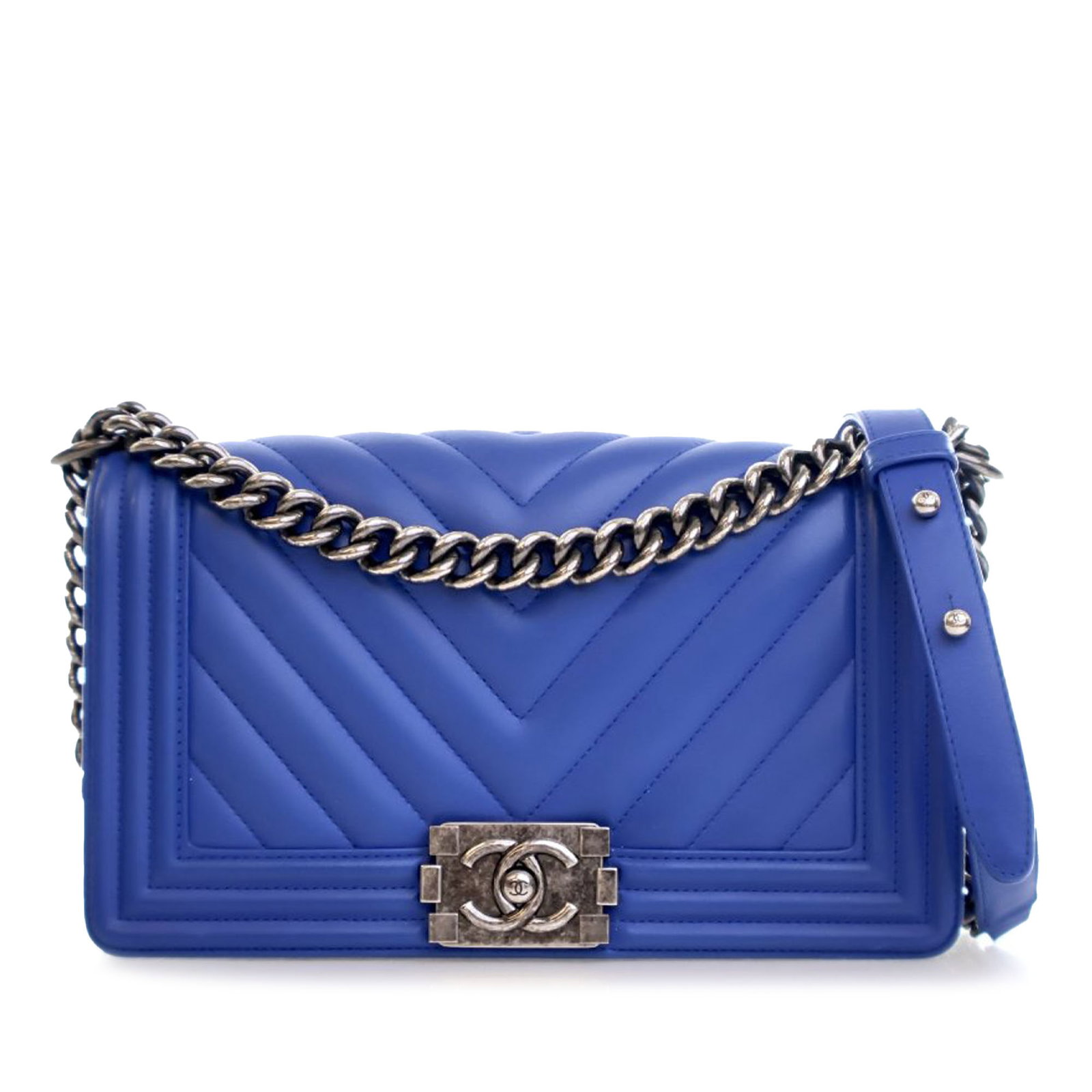 Chanel Boy Flap Blue Calfskin Leather Bag (1 of 15)