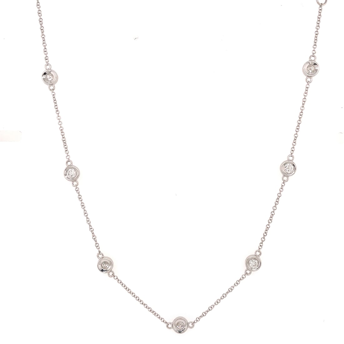 Rachel Koen 14K White Gold Diamond Necklace 0.77ct 18 Inch Chain: Rachel Koen 14K White Gold Diamond Necklace 0.77ct 18 Inch Chain This exquisite Rachel Koen Diamonds by the Yard Necklace is a stunning piece crafted from high-polished 14K white gold. Featuring a del