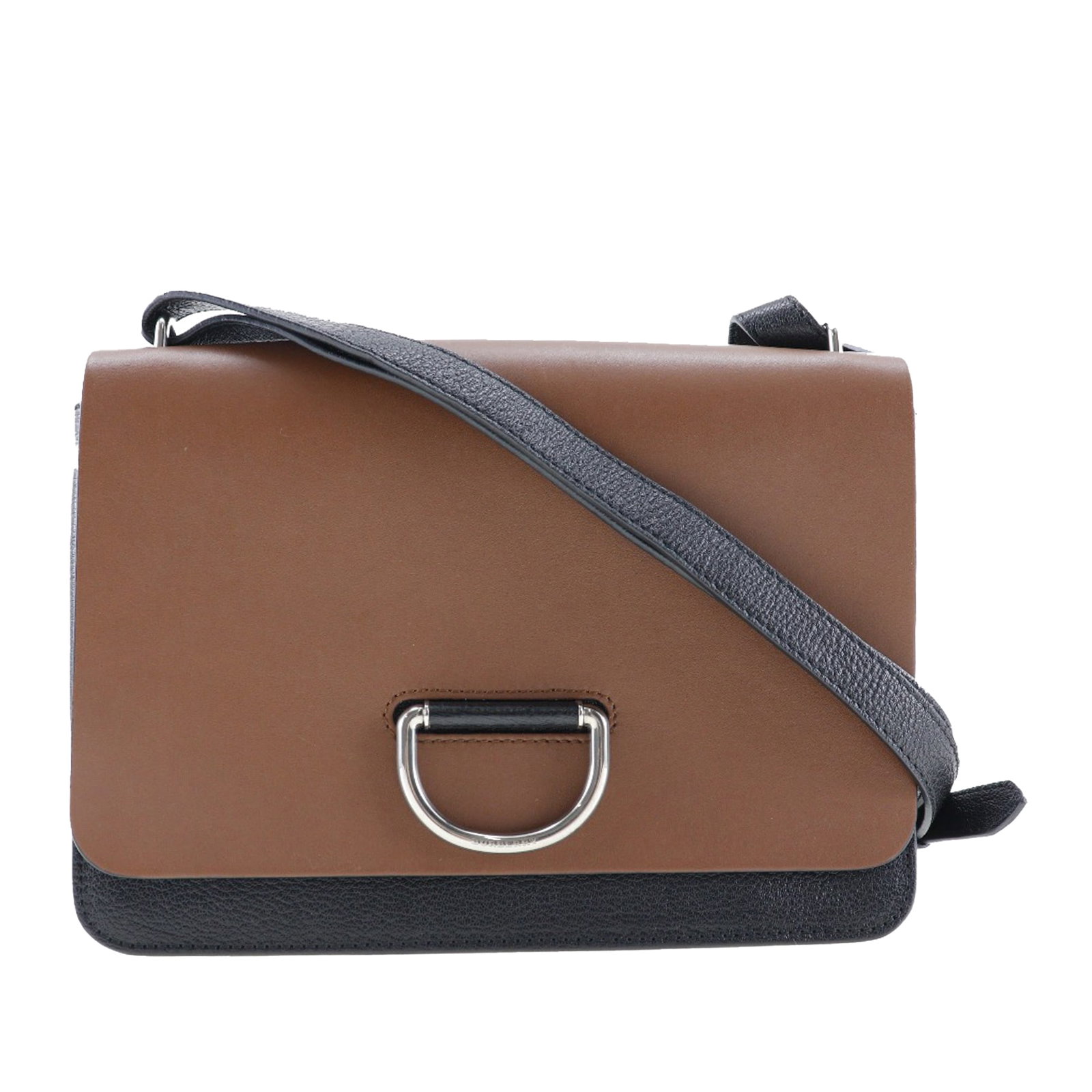 Burberry D Ring Medium Brown Leather Two Tone Crossbody Bag: Burberry D Ring Medium Brown Leather Two Tone Crossbody Bag This Burberry Medium Bicolor Leather D Ring Crossbody bag features a leather body with an adjustable flat leather strap, a front flap