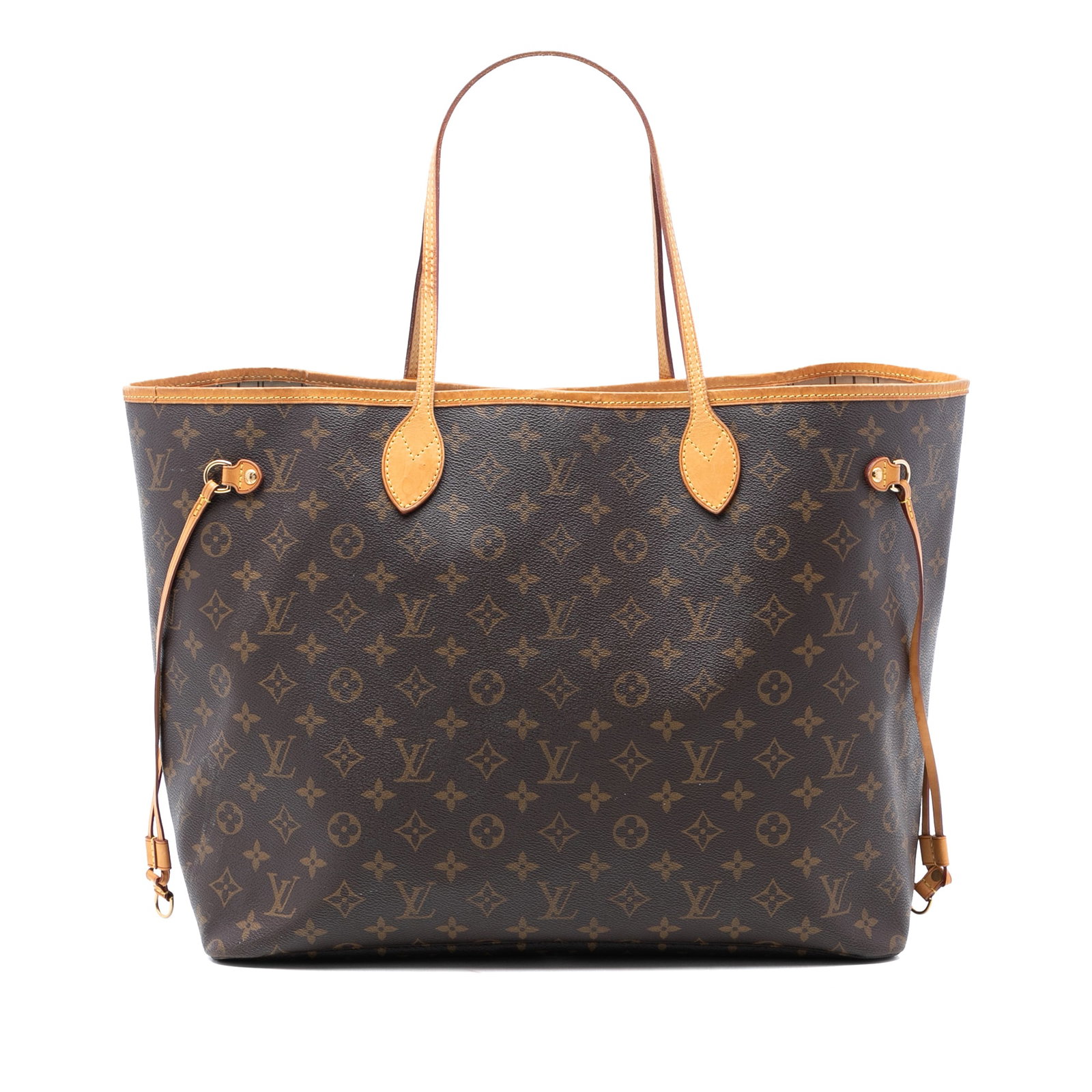 Louis Vuitton Neverfull GM monogram canvas tote bag: Louis Vuitton Neverfull GM monogram canvas tote bag This Louis Vuitton Monogram Neverfull GM features the iconic monogram canvas body with vachetta leather trim and flat vachetta leather handles. The 