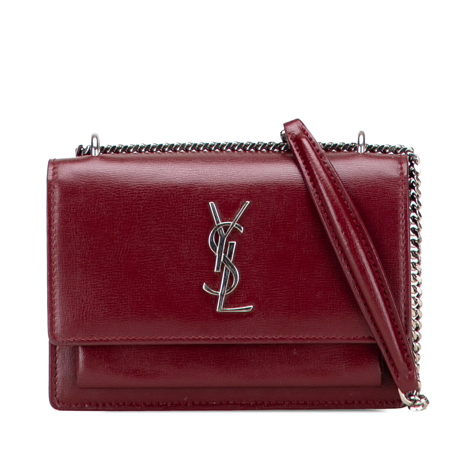 Mini Monogram Sunset Wallet on Chain in Red Leather by Saint Laurent (1 of 10)