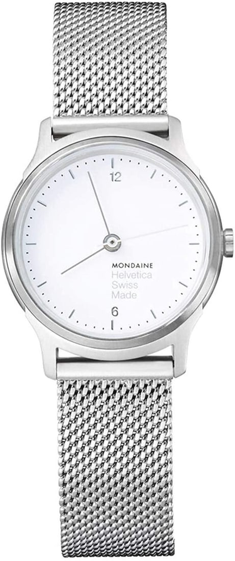 Mondaine Helvetica 26mm Quartz Ladies Watch Gray Stainless Steel Bracelet (1 of 4)