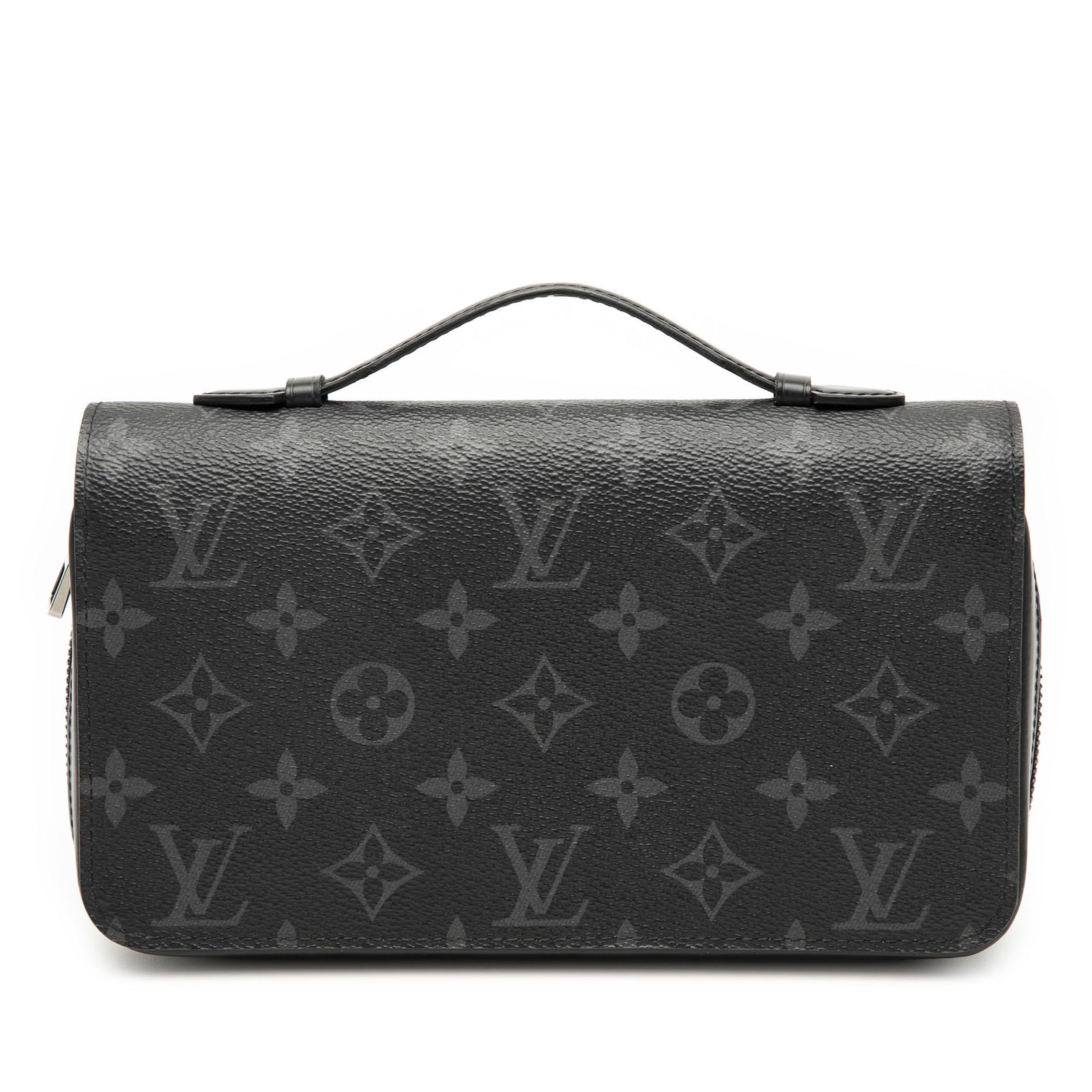 Louis Vuitton Monogram Eclipse Zippy XL Long Black Canvas Wallet: Louis Vuitton Monogram Eclipse Zippy XL Long Black Canvas Wallet This Louis Vuitton Monogram Eclipse Zippy XL Wallet features a monogram canvas body in black, complemented by a flat leather handle and