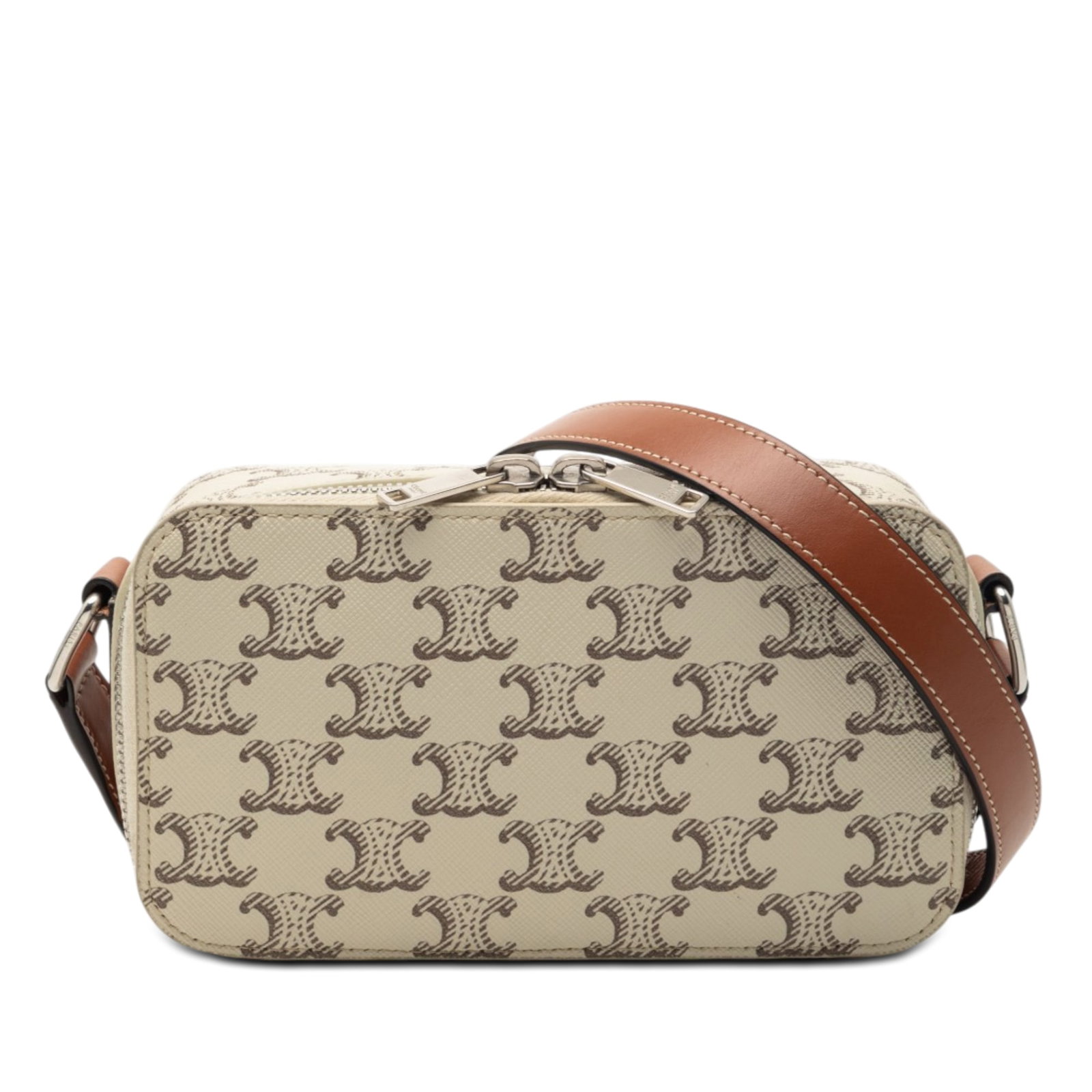 Celine Mini Triomphe White Coated Canvas Crossbody Camera Bag (1 of 7)