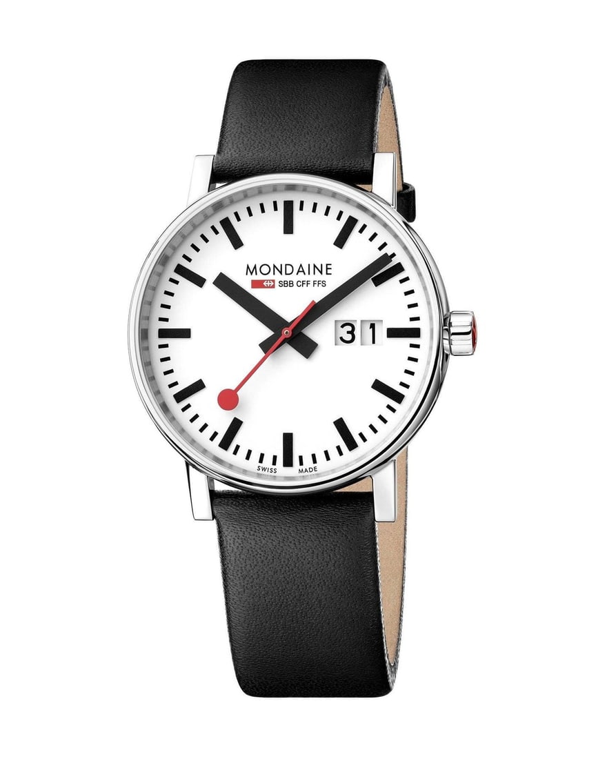 Mondaine Evo2 Big Date 30mm Stainless Steel White Dial Ladies Watch: Mondaine Evo2 Big Date 30mm Stainless Steel White Dial Ladies Watch Discover the elegance of the Mondaine Evo2 Big Date Ladies Watch, featuring a sleek 30mm round case crafted from polished stainless 