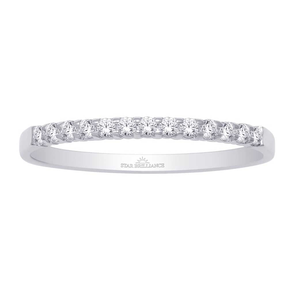 14K White Gold 1/3 Ct Diamond Ladies Machine Band: 14K White Gold 1/3 Ct Diamond Ladies Machine Band This amazing Ladies Band is available in 14K White Gold. There are 13 round diamonds with a total carat weight of 1/3 Ct.Tw. set in a machine setting.