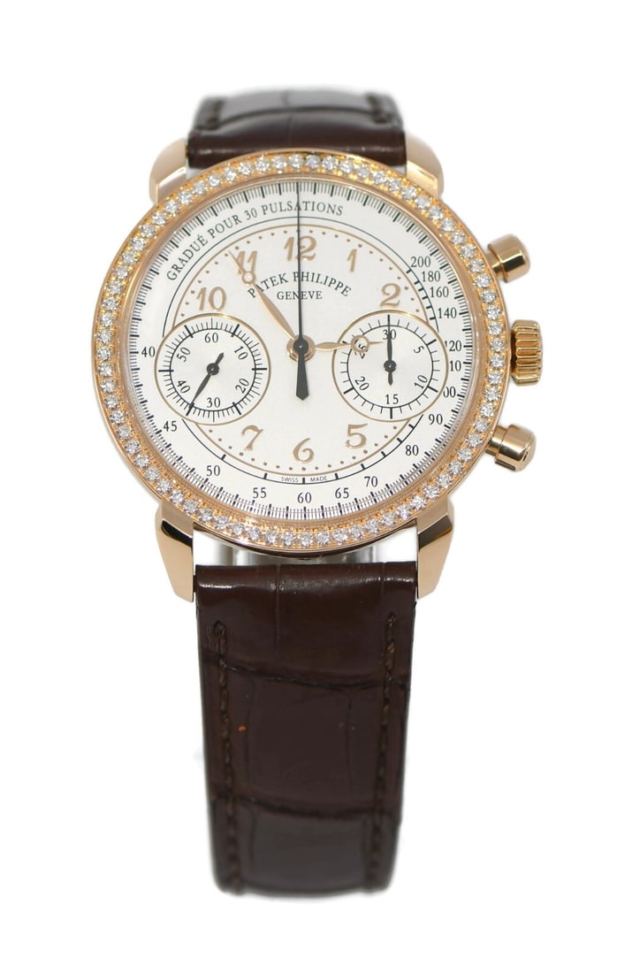Patek Philippe Complication Diamond 18K Rose Gold Watch 7150/250R: Patek Philippe Complication Diamond 18K Rose Gold Watch 7150/250R Introducing the exquisite Patek Philippe Complications Diamond Wristwatch, crafted from luxurious 18K rose gold. This sophisticated ti