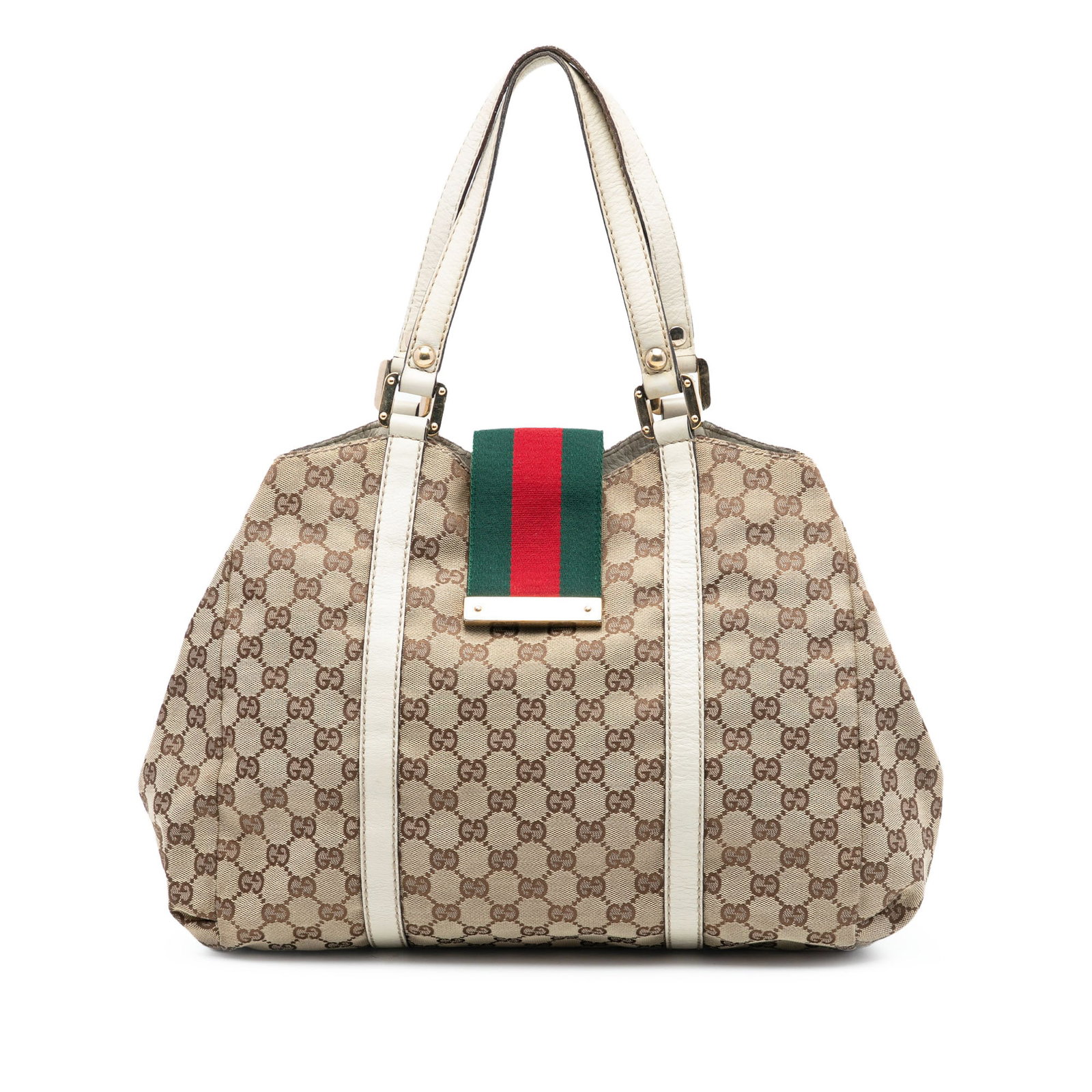 Gucci GG Canvas Beige Tote Bag with Leather Trim (1 of 7)