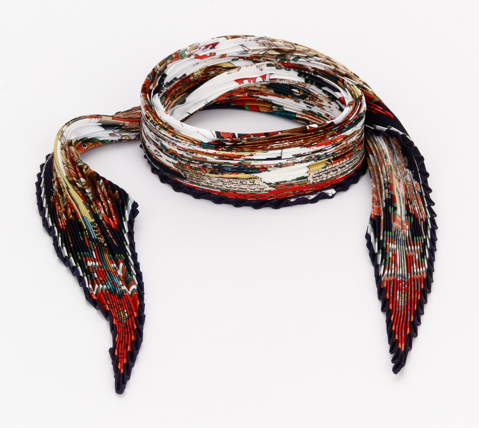 Rare Hermes Kachinas Silk Scarf by Kermit Oliver 35 x 35 in: Rare Hermes Kachinas Silk Scarf by Kermit Oliver 35 x 35 in Discover the elegance of this rare Hermes pleated Kachinas silk scarf, designed by the acclaimed Kermit Oliver. This exquisite accessory fea