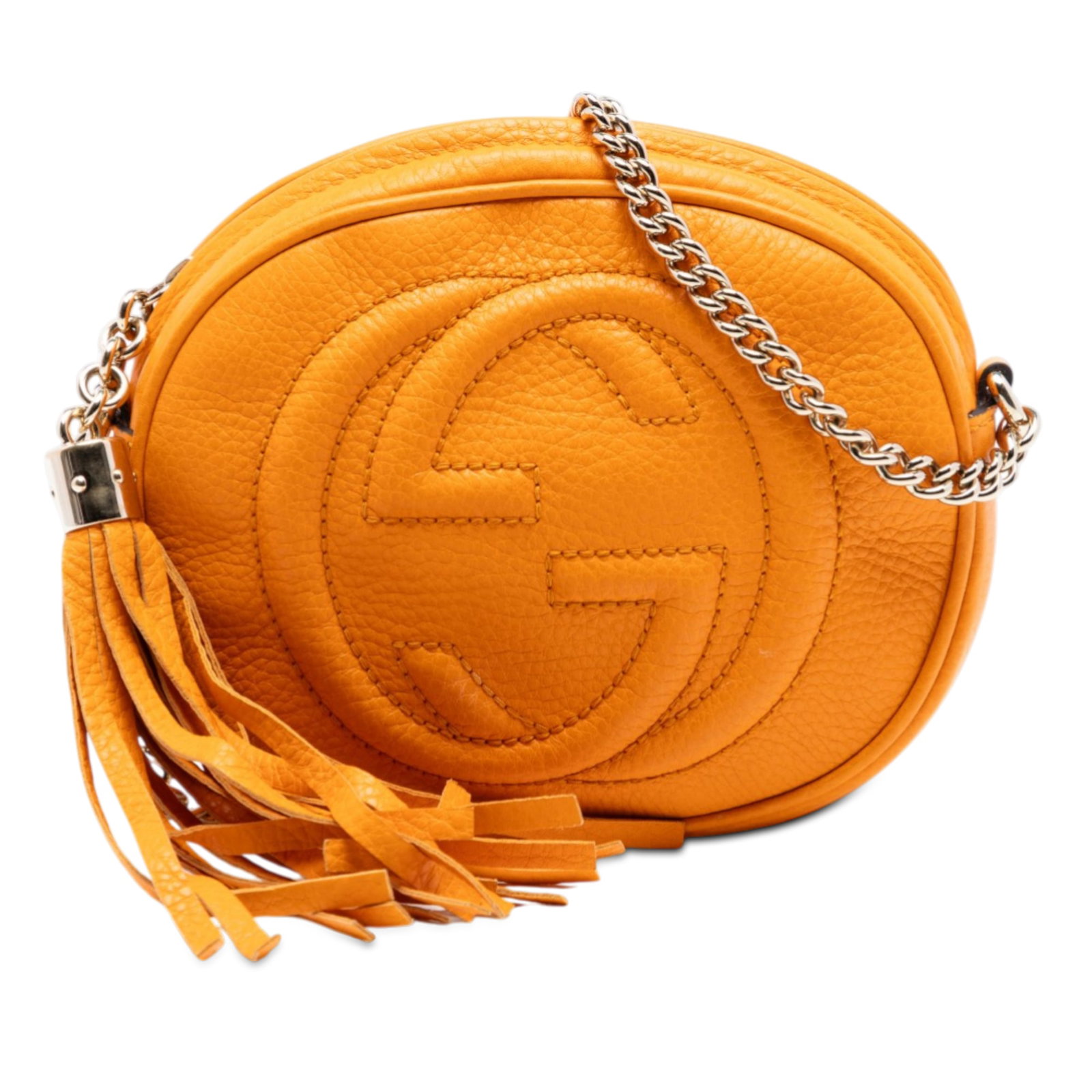 Gucci Orange Pebbled Calfskin Chain Crossbody Bag (1 of 7)