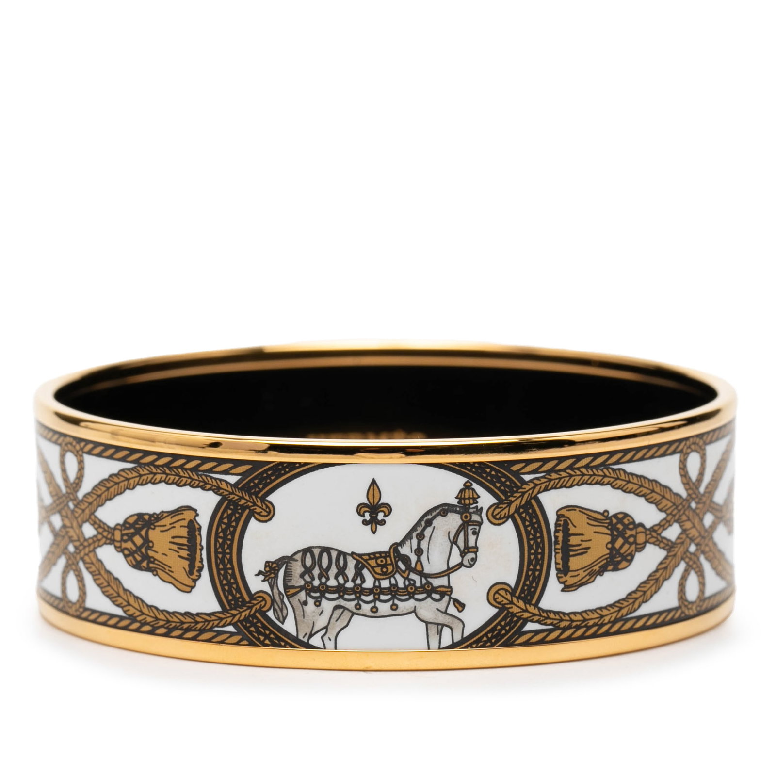Grand Apparat Printed Enamel Palladium-Plated Bracelet by Hermes (1 of 7)