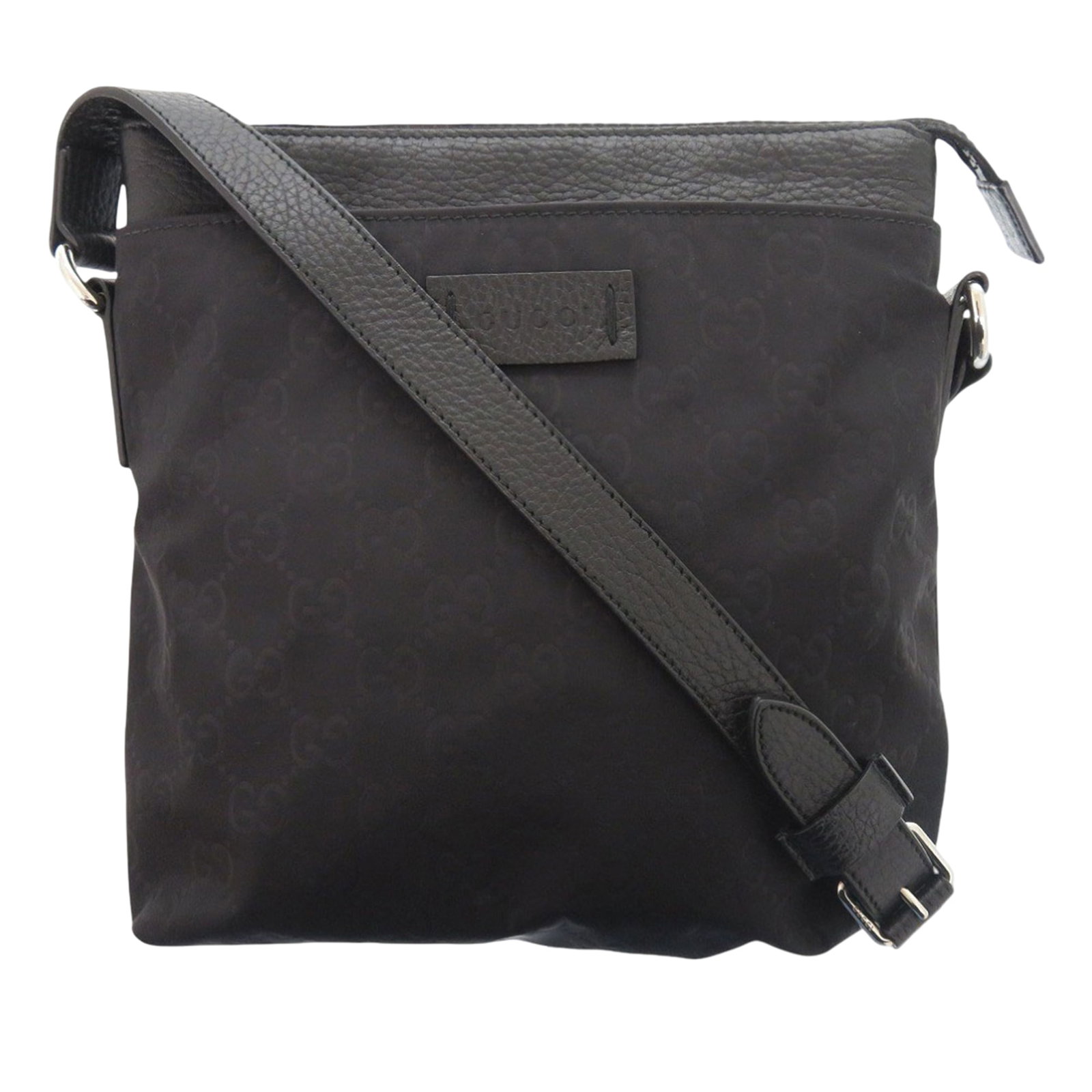 Black Gucci GG Nylon Crossbody Bag with Leather Trim (1 of 13)
