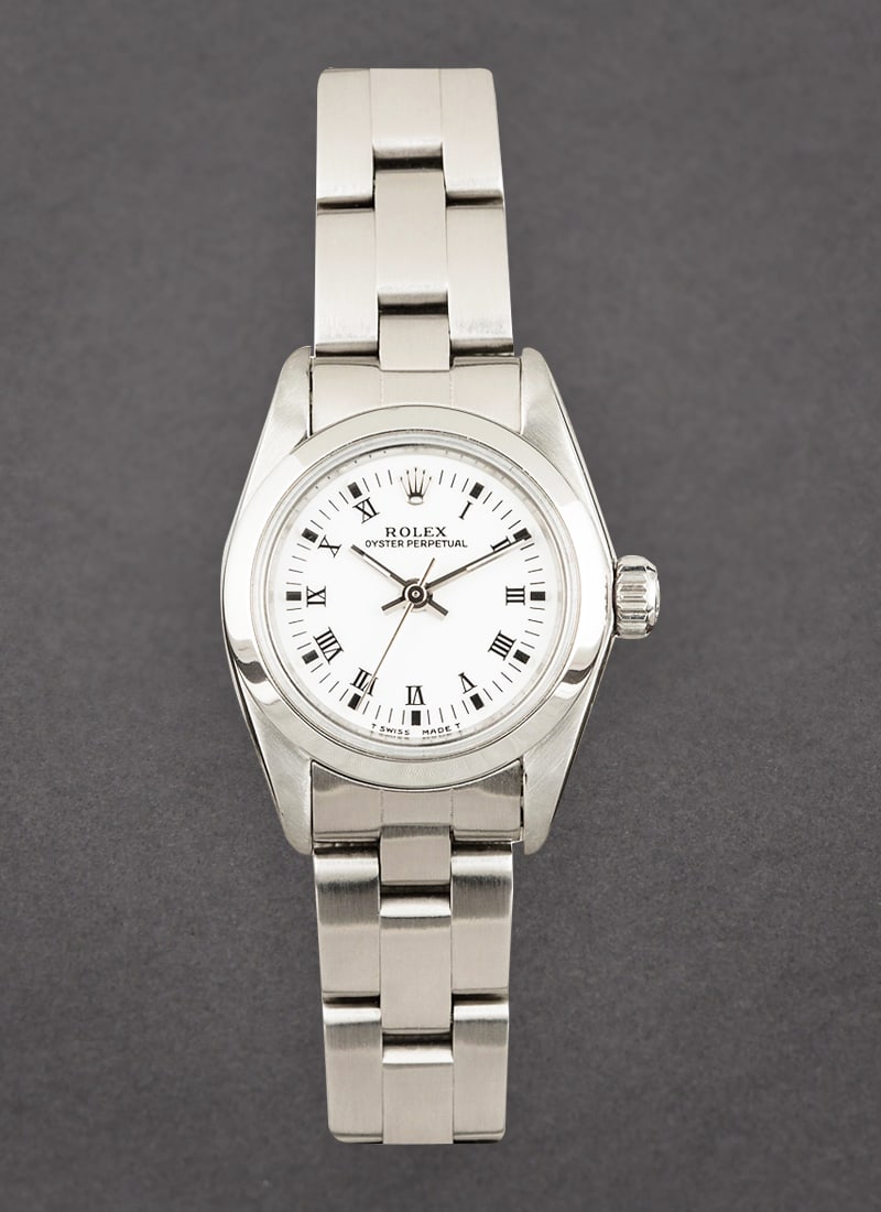 Ladies Rolex Oyster Perpetual 67180 White Roman Dial Oyster Bracelet (1 of 6)