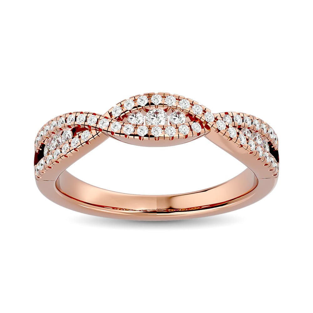 Diamond 1/3 Ct.tw Stackable band in 14K Rose Gold: Diamond 1/3 Ct.tw Stackable band in 14K Rose Gold 14k Rose Gold Stone Color: G-h Stone Clarity: I1 Each ring is presented in standard size 6.5. Complimentary resizing is available between sizes 510 (i