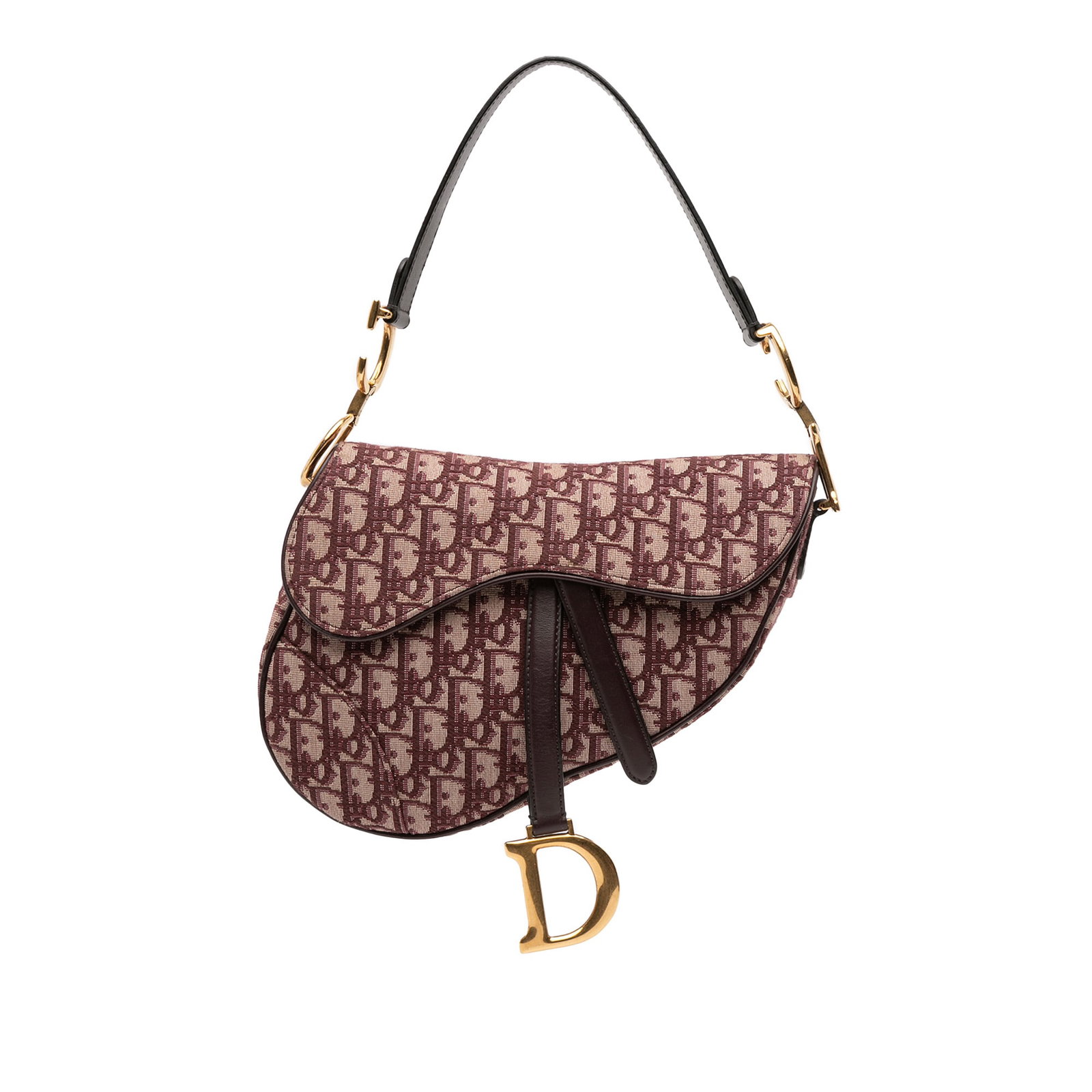 Dior Oblique Canvas Saddle Bag Red Leather Trim Italy (1 of 11)