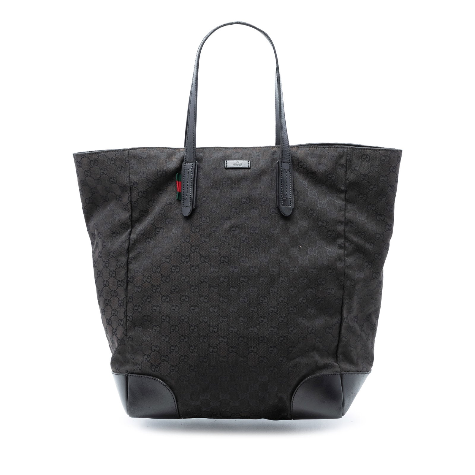 Gucci black canvas tote with leather straps GG Nylon Web (1 of 7)