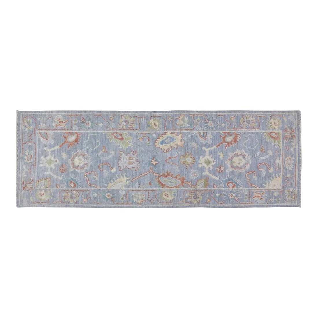 3'1 x 9'6 Wool Runner Traditional Turkish Oushak Hand-Knotted: 3'1 x 9'6 Wool Runner Traditional Turkish Oushak Hand-Knotted This Turkish Oushak rug is hand-knotted from wool using traditional rug-making techniques. The rug combines classic craftsmanship with a m