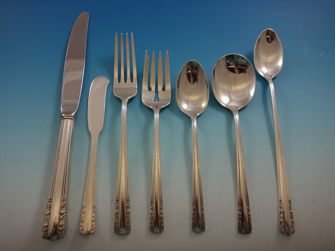 Alvin Chapel Bells Sterling Silver Flatware Set for 12 92 Pieces with Storage Chest: Alvin Chapel Bells Sterling Silver Flatware Set for 12 92 Pieces with Storage Chest Enhance your dining experience with the Chapel Bells Sterling Silver Flatware Set by Alvin, crafted for a service of