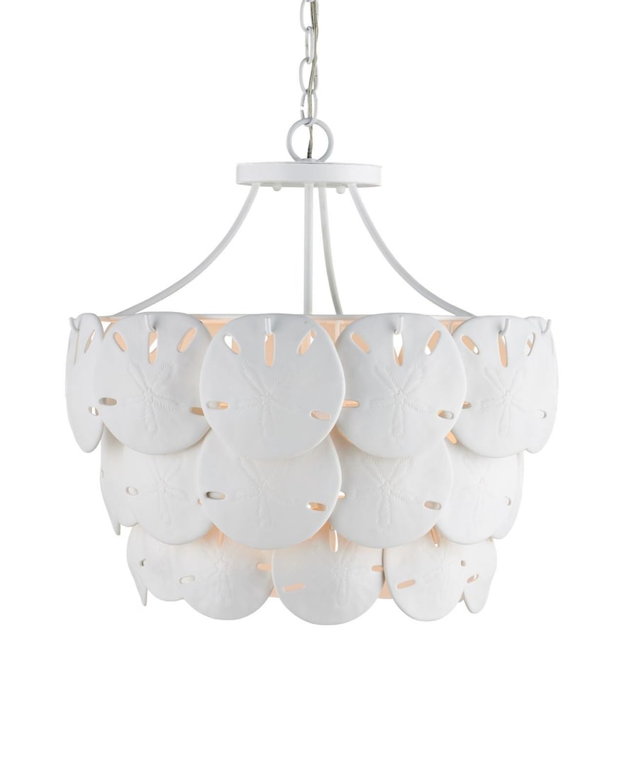 Currey Tulum Medium Chandelier Oval Design Bone China Wrought Iron (1 of 6)