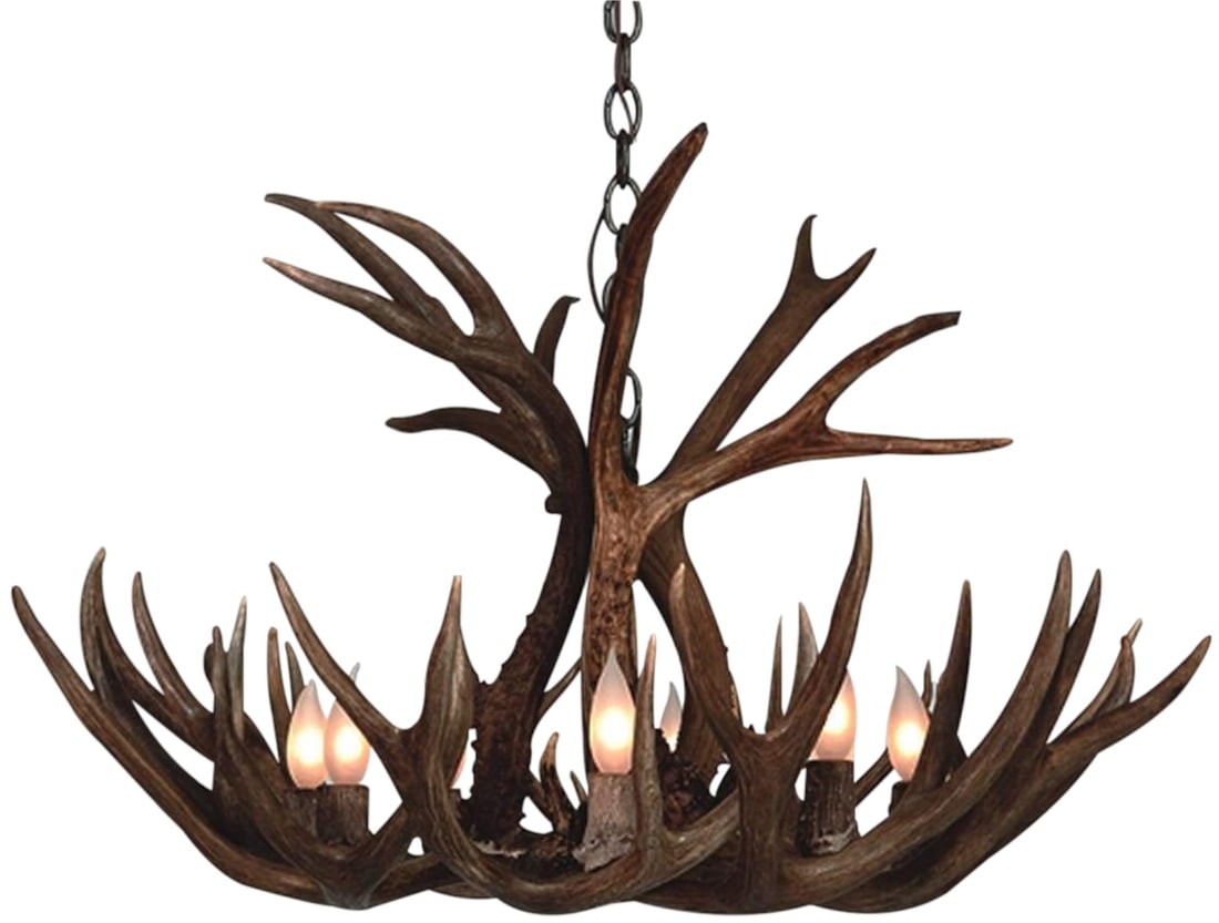 Customizable 12-Light Mule Deer Antler Chandelier Unique Lodge Design: Customizable 12-Light Mule Deer Antler Chandelier Unique Lodge Design Illuminate your space with this Customizable Antler Chandelier, a unique lighting solution crafted to order. Featuring a striking 