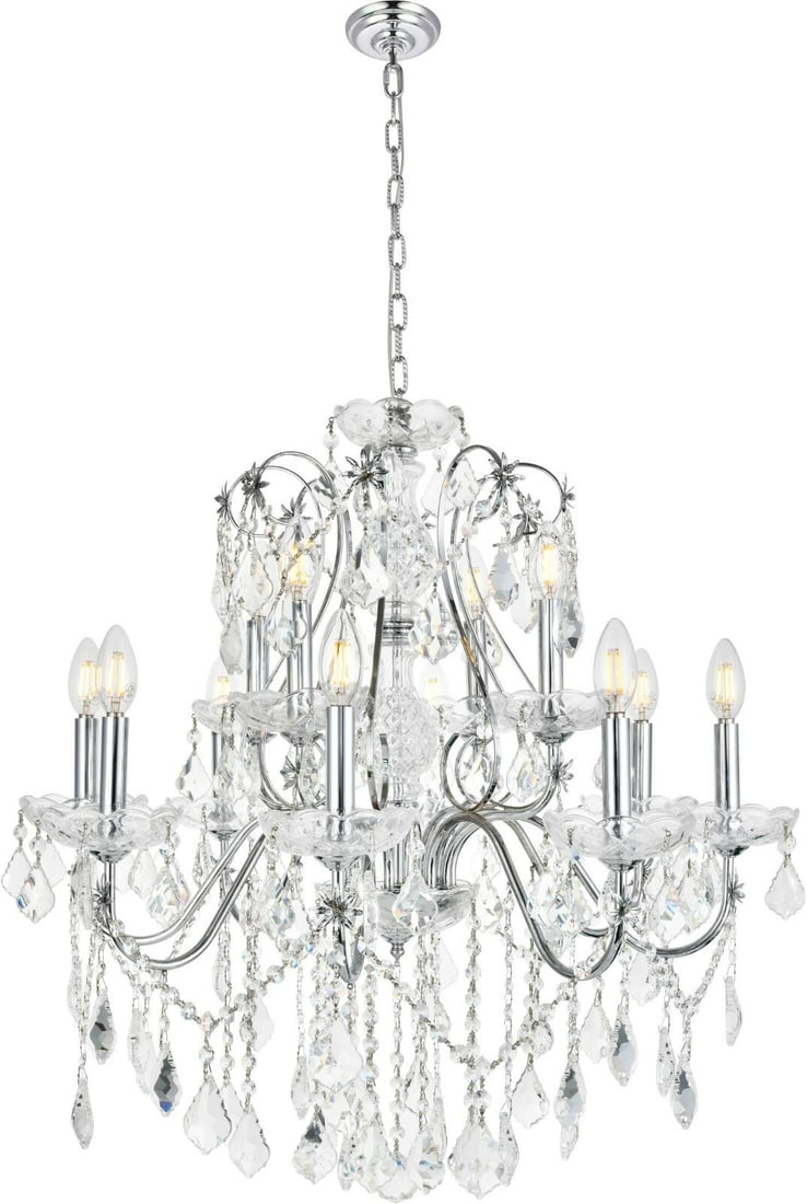 St Francis 12 Light Chrome Crystal Chandelier (1 of 7)