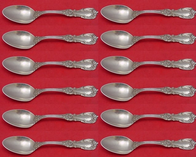 Reed and Barton Burgundy Sterling Silver Teaspoon Set 12 Pieces 6 Inch (1 of 3)