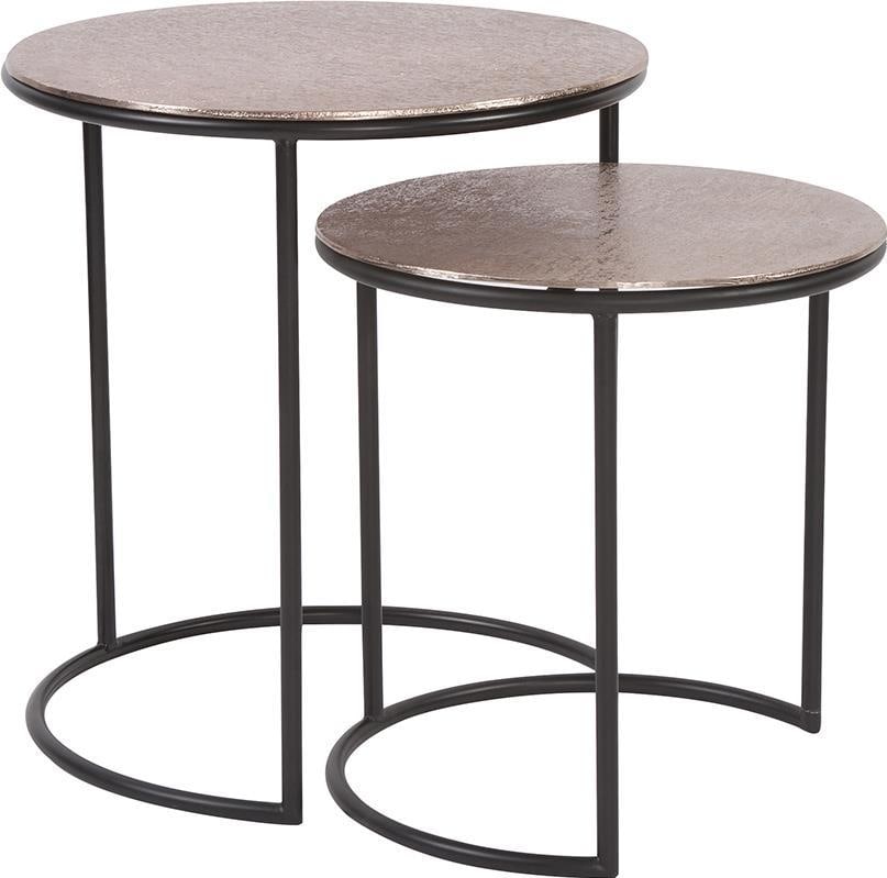 Howard Elliott Industrial Copper Nesting Tables Set of 2 Black Matte Finish: Howard Elliott Industrial Copper Nesting Tables Set of 2 Black Matte Finish Enhance your living space with this stylish set of Industrial Copper Nesting Tables. Designed in a vintage style, these tabl