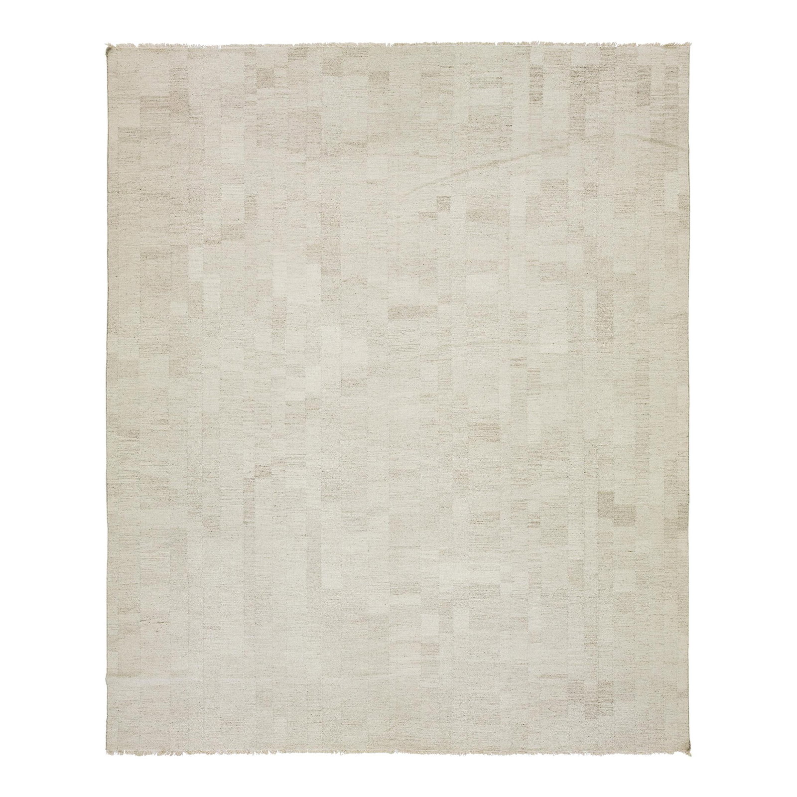 Modern Kilim Flatweave Wool Rug 12'3 x 14'10 Beige Geometric Design: Modern Kilim Flatweave Wool Rug 12'3 x 14'10 Beige Geometric Design Enhance your space with this stunning Modern Designed Kilim Flatweave Wool Rug. Crafted from premium wool, this rug features a sophi