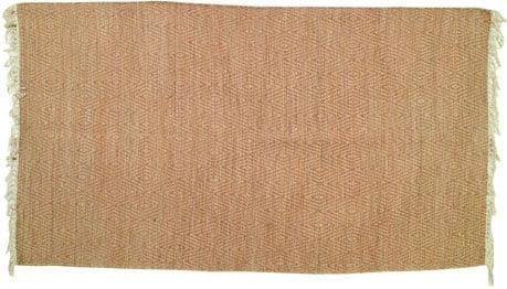 Hand-Woven Wool Rug with Rust Diamond Pattern 108 x 144: Hand-Woven Wool Rug with Rust Diamond Pattern 108 x 144 Enhance your living space with this elegant flat weave wool rug featuring a stylish rust diamond pattern. This hand-woven rug is not only visual