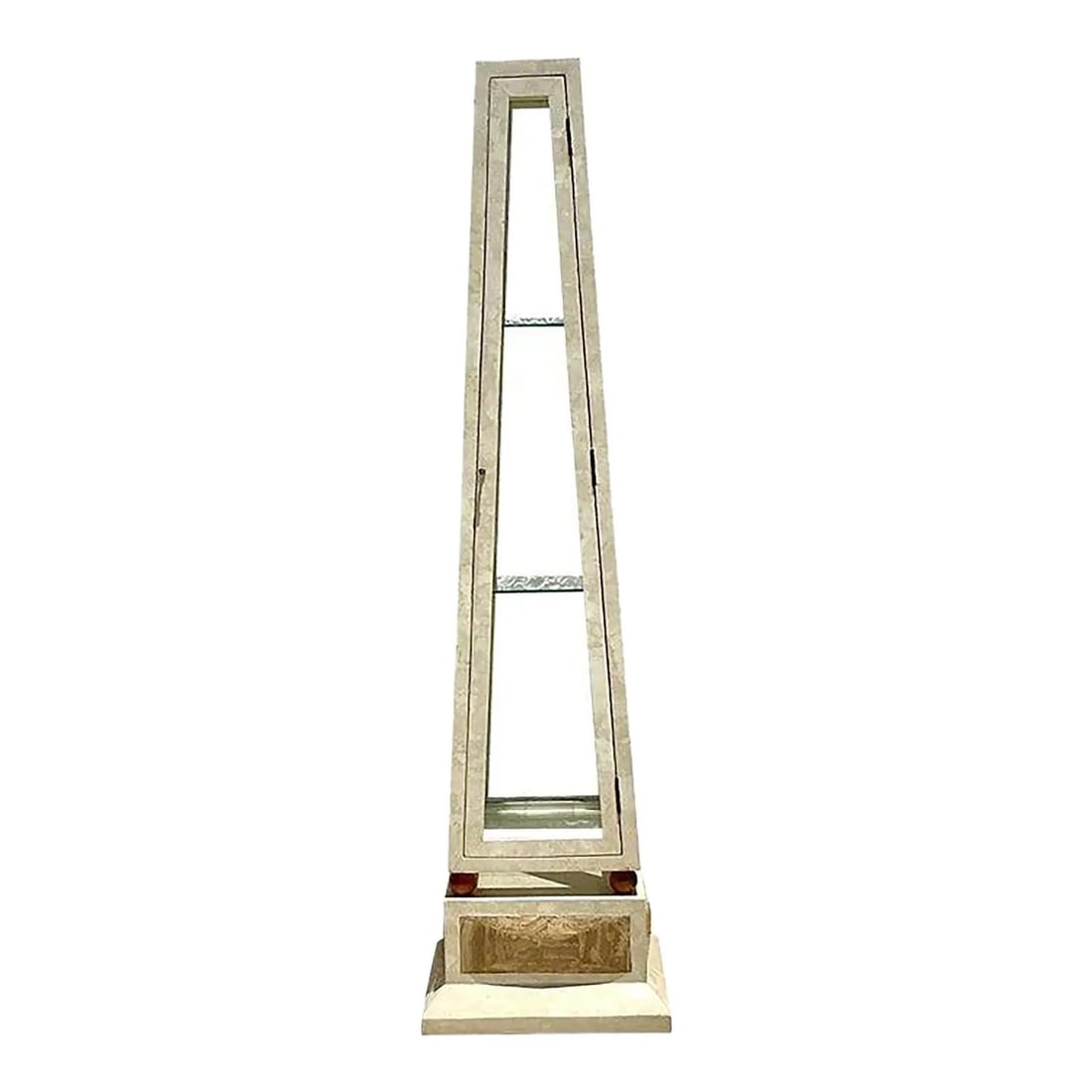 1980s Vintage Boho Tessellated Stone Obelisk Etagere Display Cabinet (1 of 10)