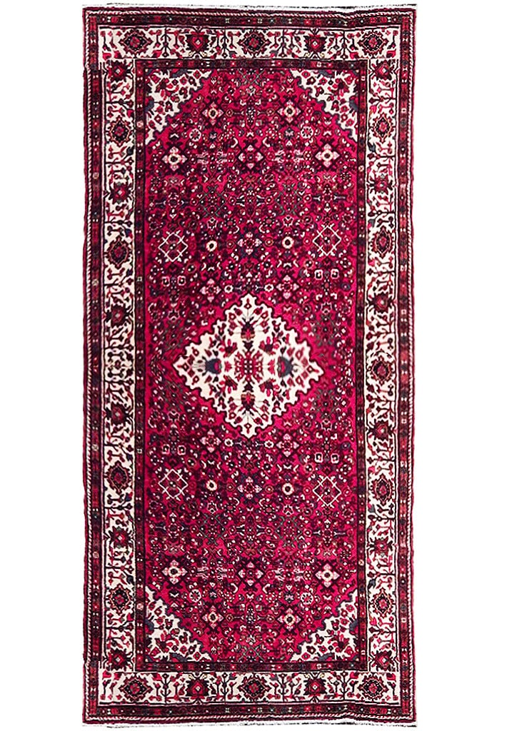 5.6 x 11.4 Red Wine Semi Antique Persian Herati Runner Rug (1 of 6)