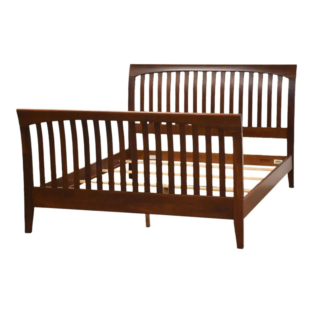 1990s Ethan Allen American Impressions Solid Cherry Queen Bed: 1990s Ethan Allen American Impressions Solid Cherry Queen Bed This stunning 1990s Ethan Allen American Impressions queen bed is crafted from solid cherry wood, showcasing a rich brown finish that adds